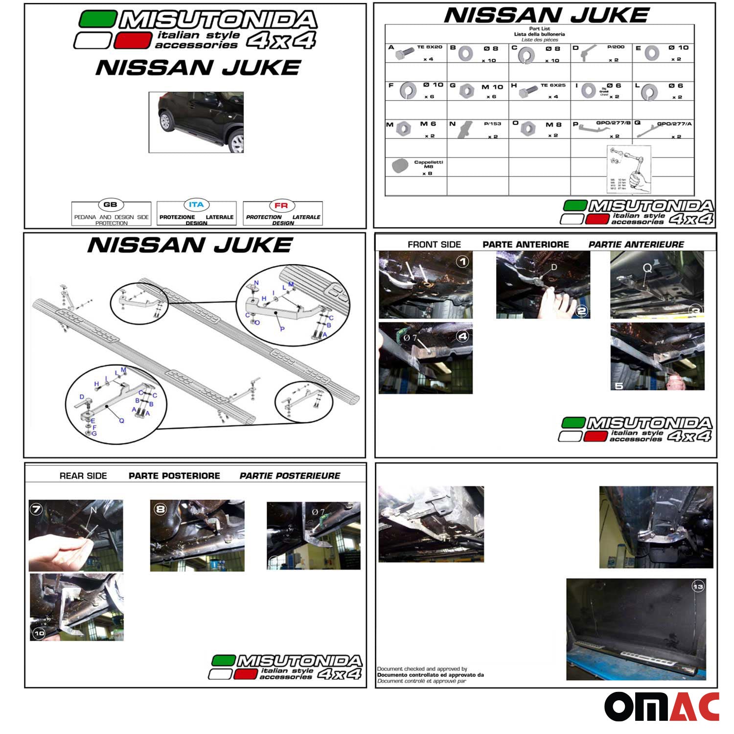 Edelstahl Seitenschweller Schwellerrohre für Nissan Juke 2010-2019 Silber