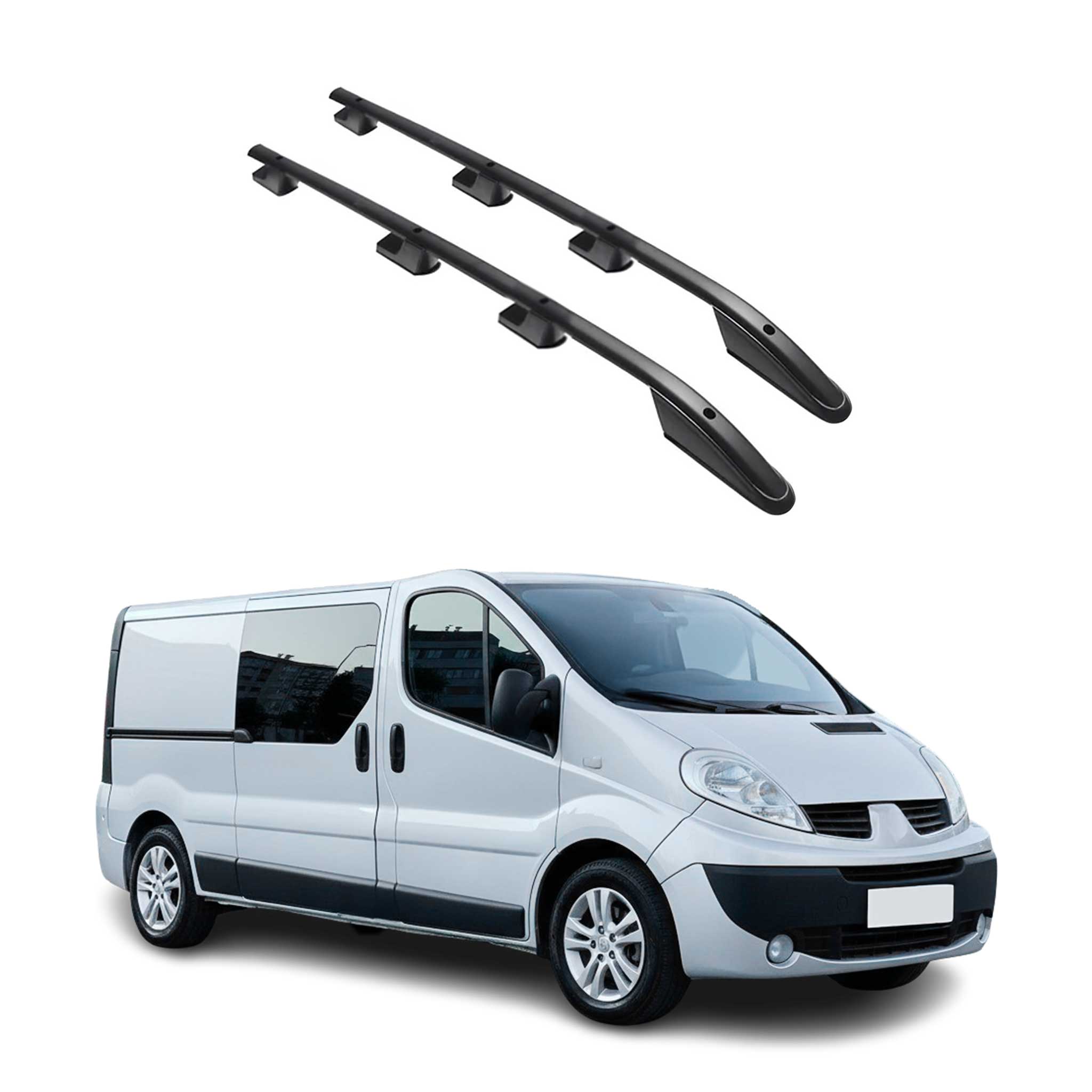 Alu Dachreling für Renault Trafic / Opel Vivaro A 2001-2014 L2 Langer Schwarz