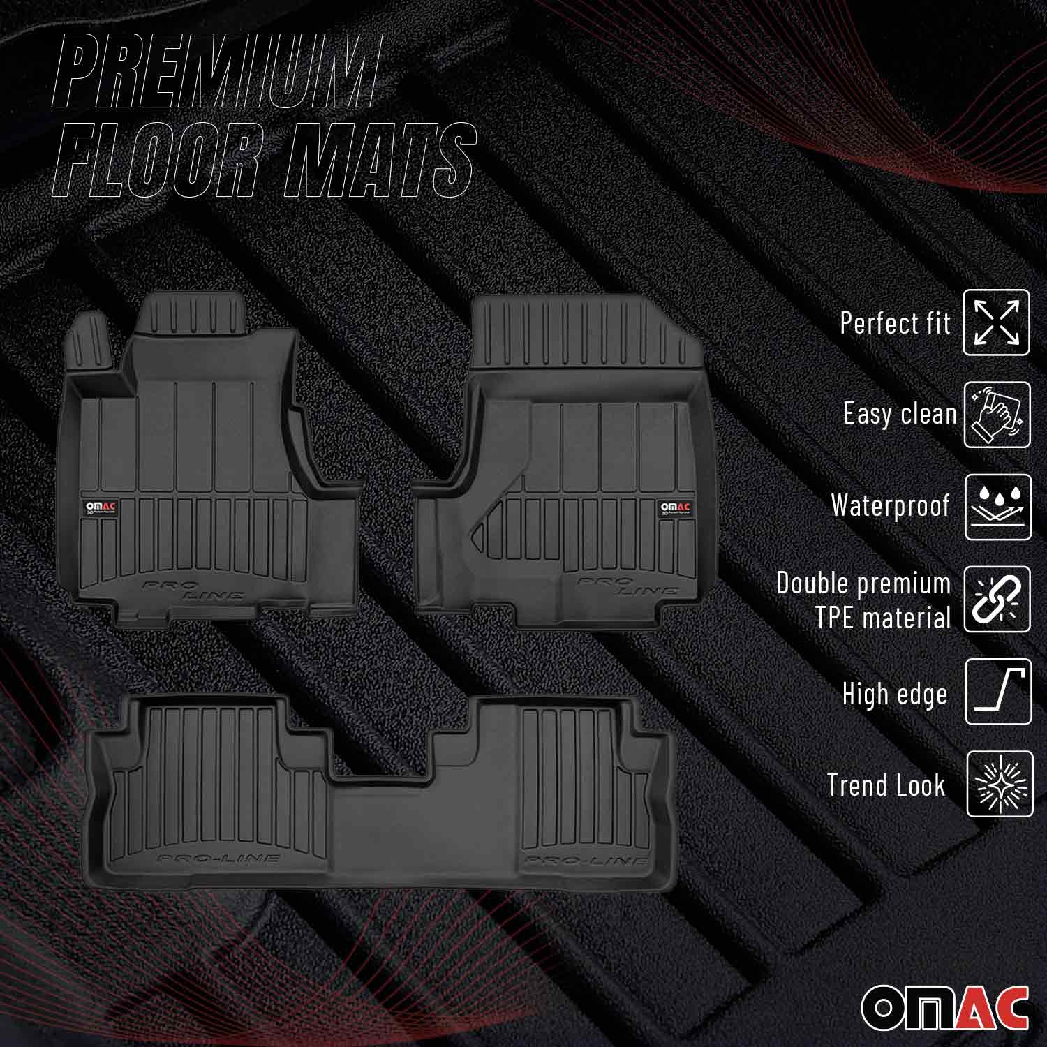 OMAC Gummi Fußmatten für Honda CR-V 2007-2012 Premium TPE Automatten Schwarz 3x