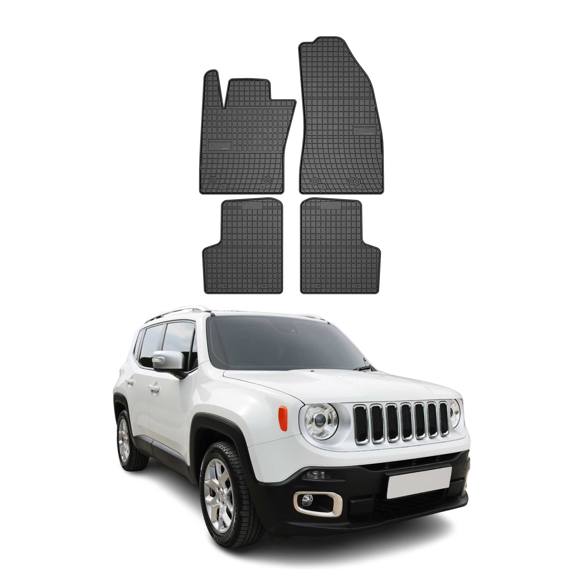 Fußmatten Automatten Gummimatten für Jeep Renegade 2014-2018 Schwarz 4x