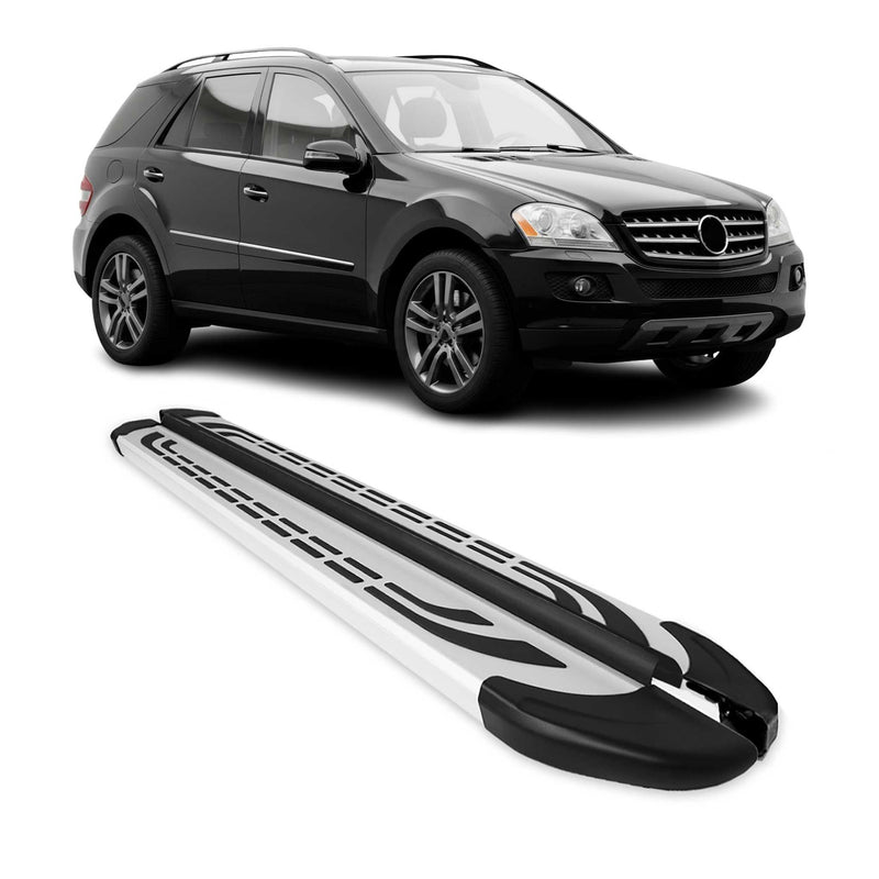 Trittbretter Seitenschweller Seitenbretter für Mercedes ML W164 Aluminium Silber
