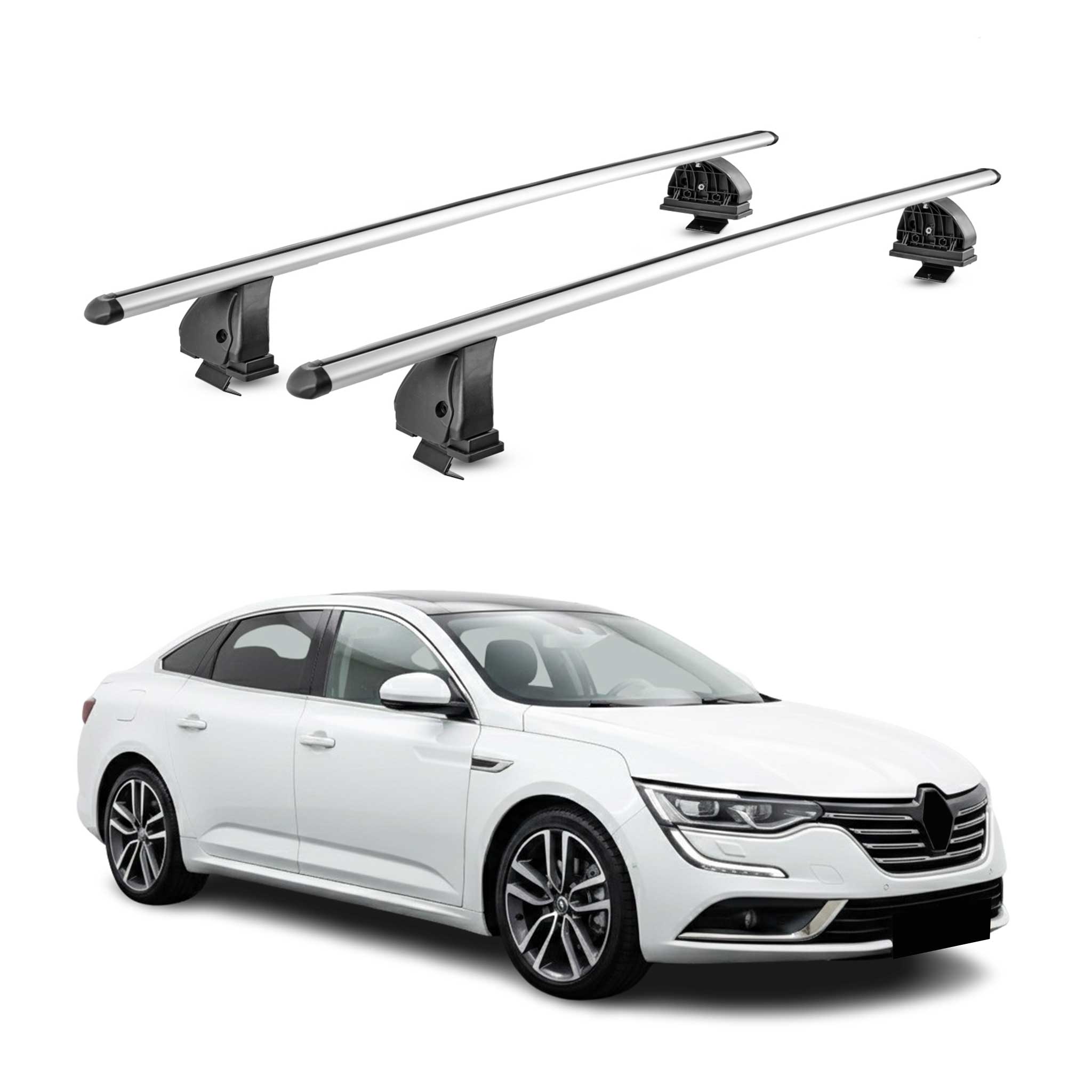 Alu Dachträger für Renault Talisman Limo 2015-2022 TÜV T-Nut 75 kg 2tlg Silber