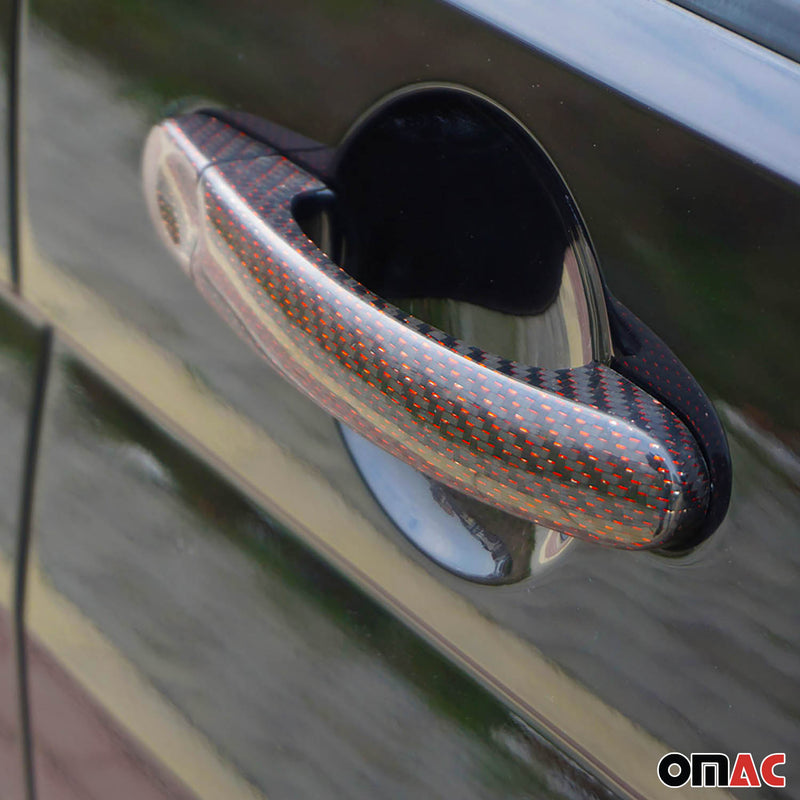 Türgriff Blende Türgriffkappen für VW Caddy 2015-2020 4Tür Kohlefaser Rot 6x