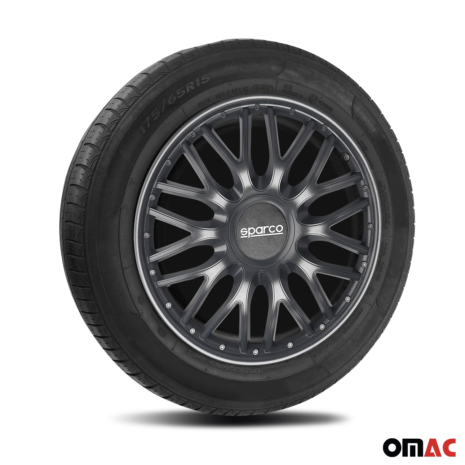 Radkappen Radzierblenden Sparco Roma 16" Zoll Auto Abdeckung Set Grau 4 Stück