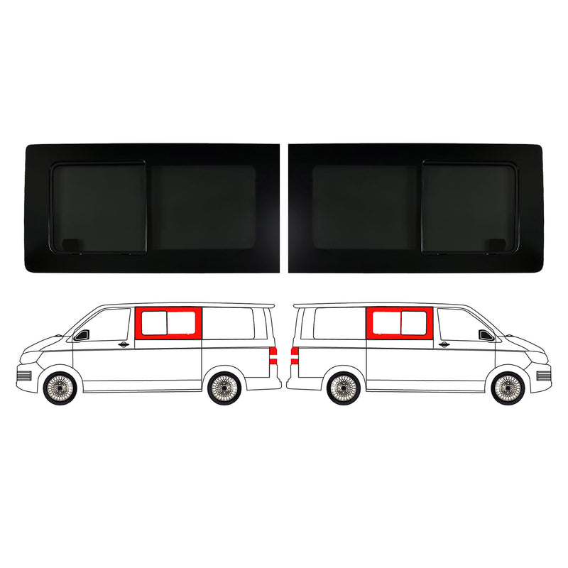 Seitenfenster Schiebefenster für VW T5 2003-2015 Links Rechts L1 L2 SET Schwarz