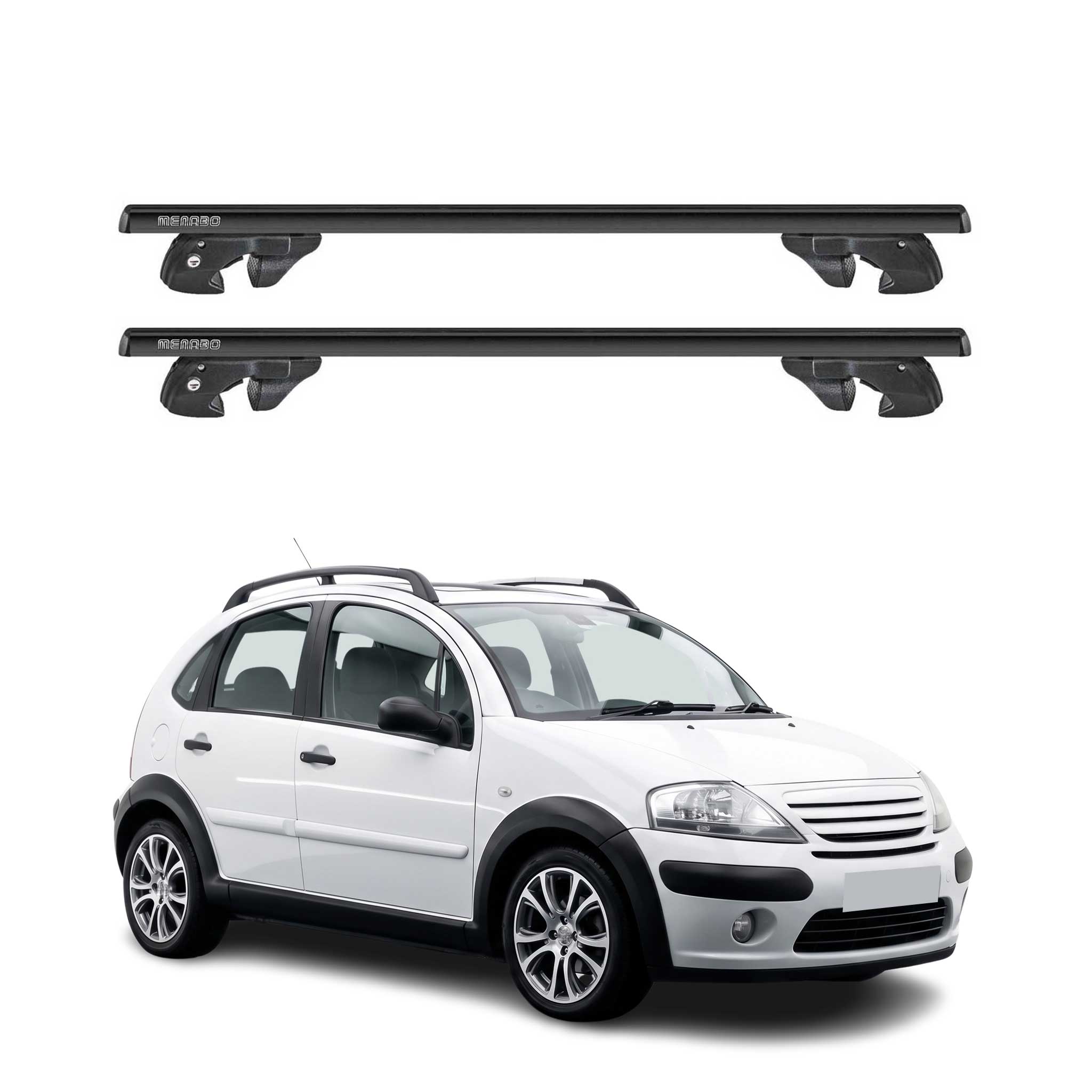 Dachträger Grundtäger für Citroën C3 XTR 2004-2009 Alu 90kg TÜV Schwarz 2tlg