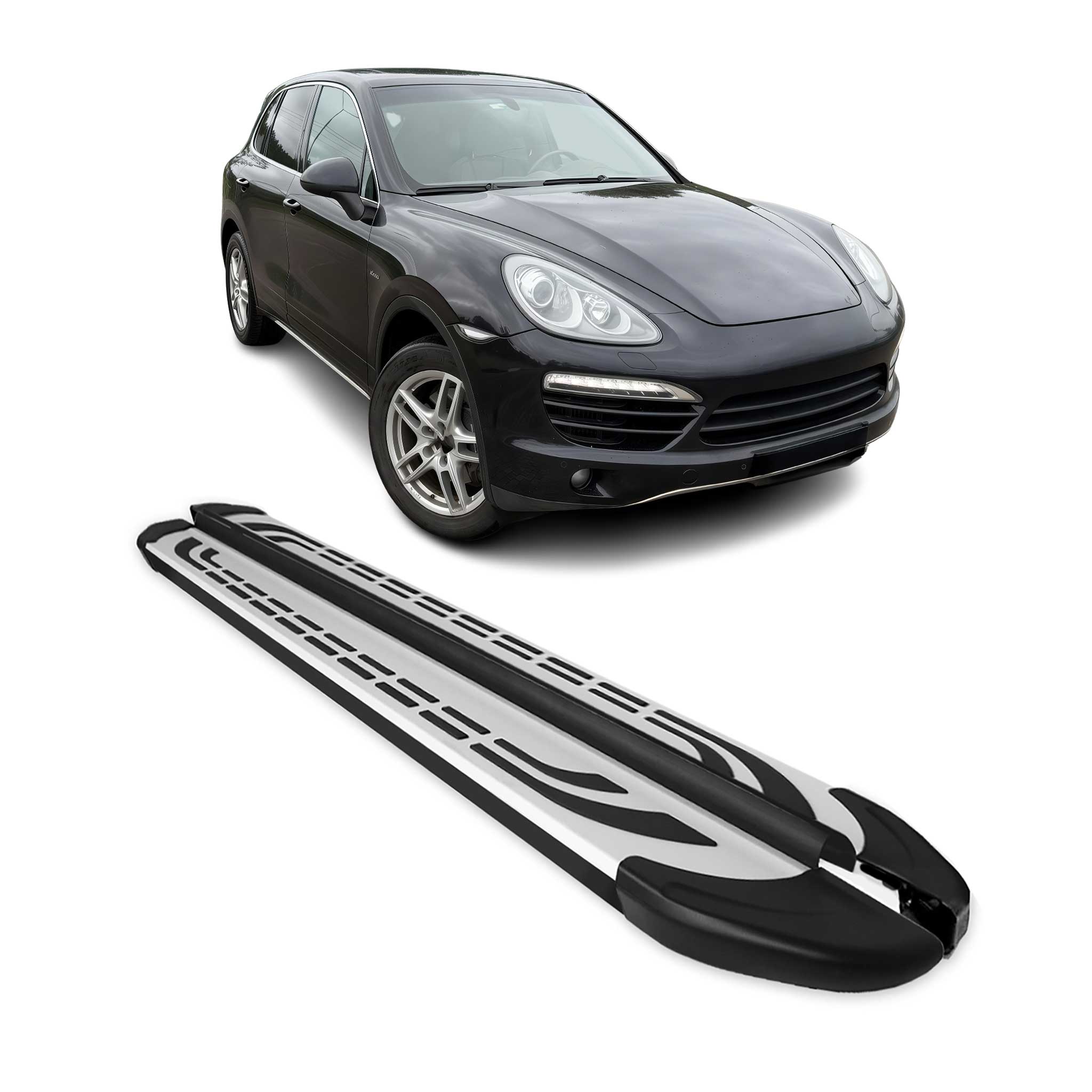 Trittbretter Schweller Seitenbretter für Porsche Cayenne 2010-2017 Schwarz Alu