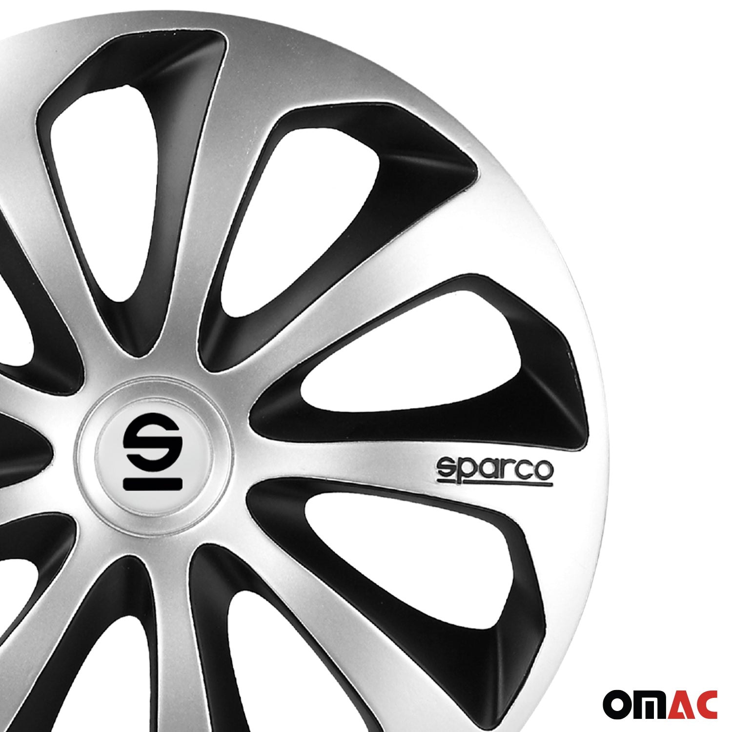 Radkappen Radzierblenden Sparco Sicilia 16" Zoll Abdeckung Set Silber Schwarz 4x