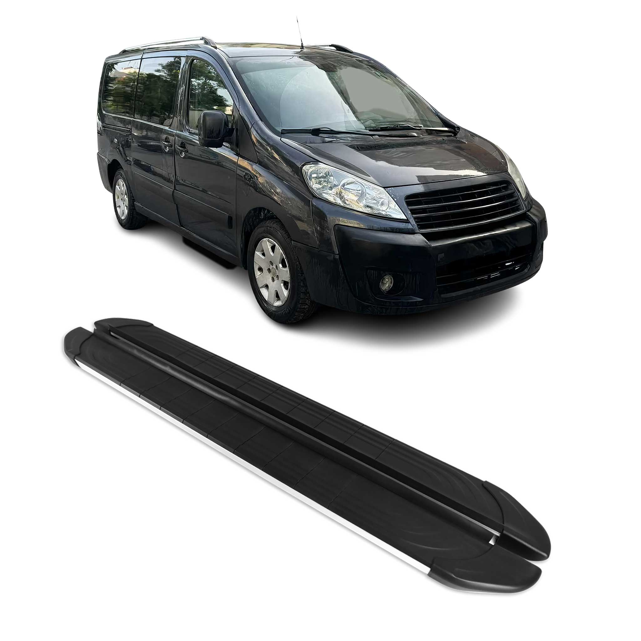 Trittbretter Seitenschweller für Fiat Scudo 2007-2016 L1 Aluminium Schwarz Grau