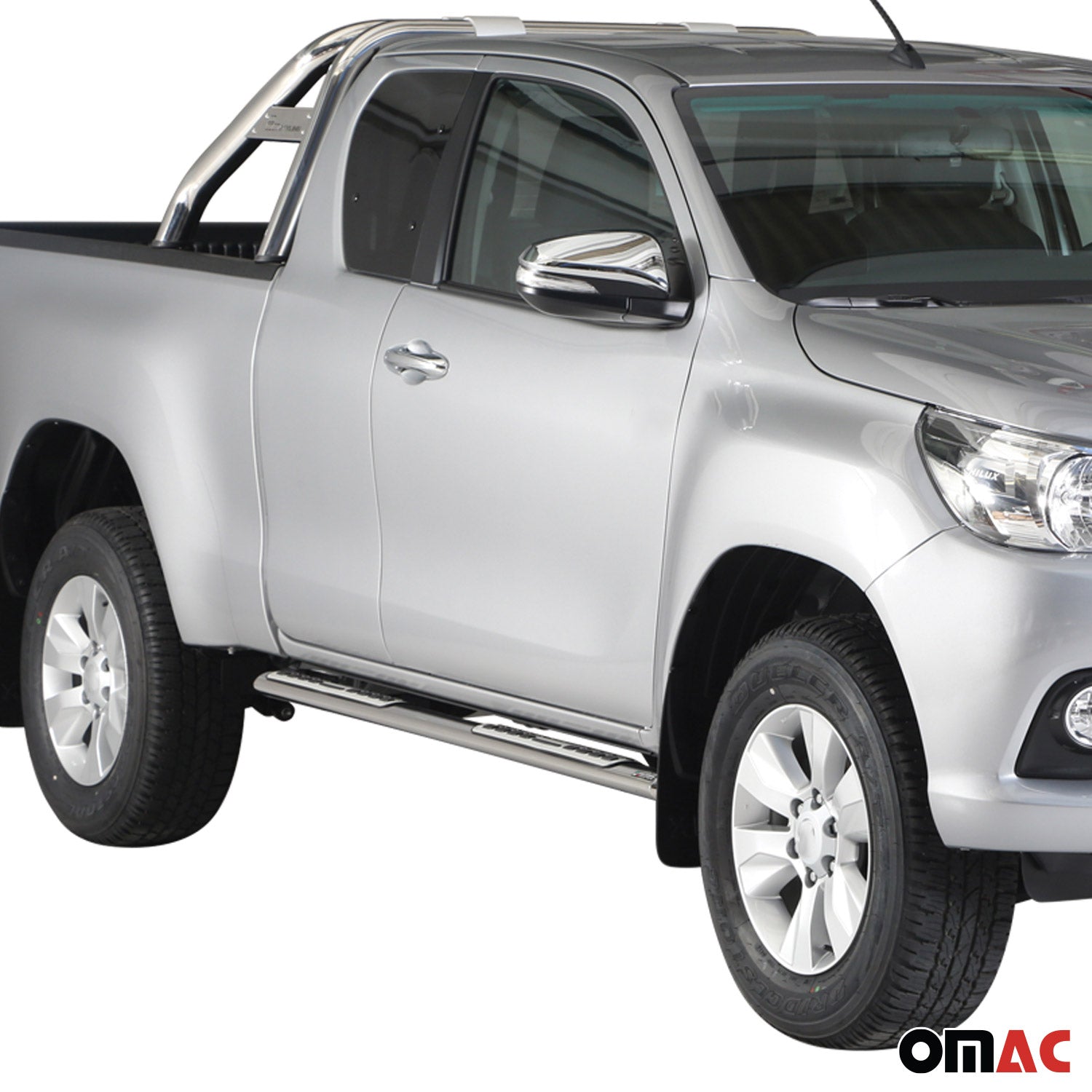 Stahl Seitenschweller Schwellerrohre für Toyota Hilux Extra Cab 2015-2026 Grau