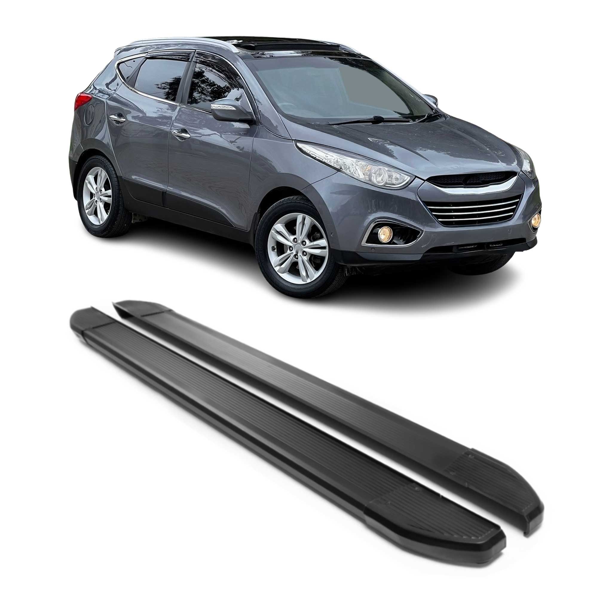 Alu Seitenschweller Trittbretter für Hyundai ix35 2010-2015 Schwarz 2tlg