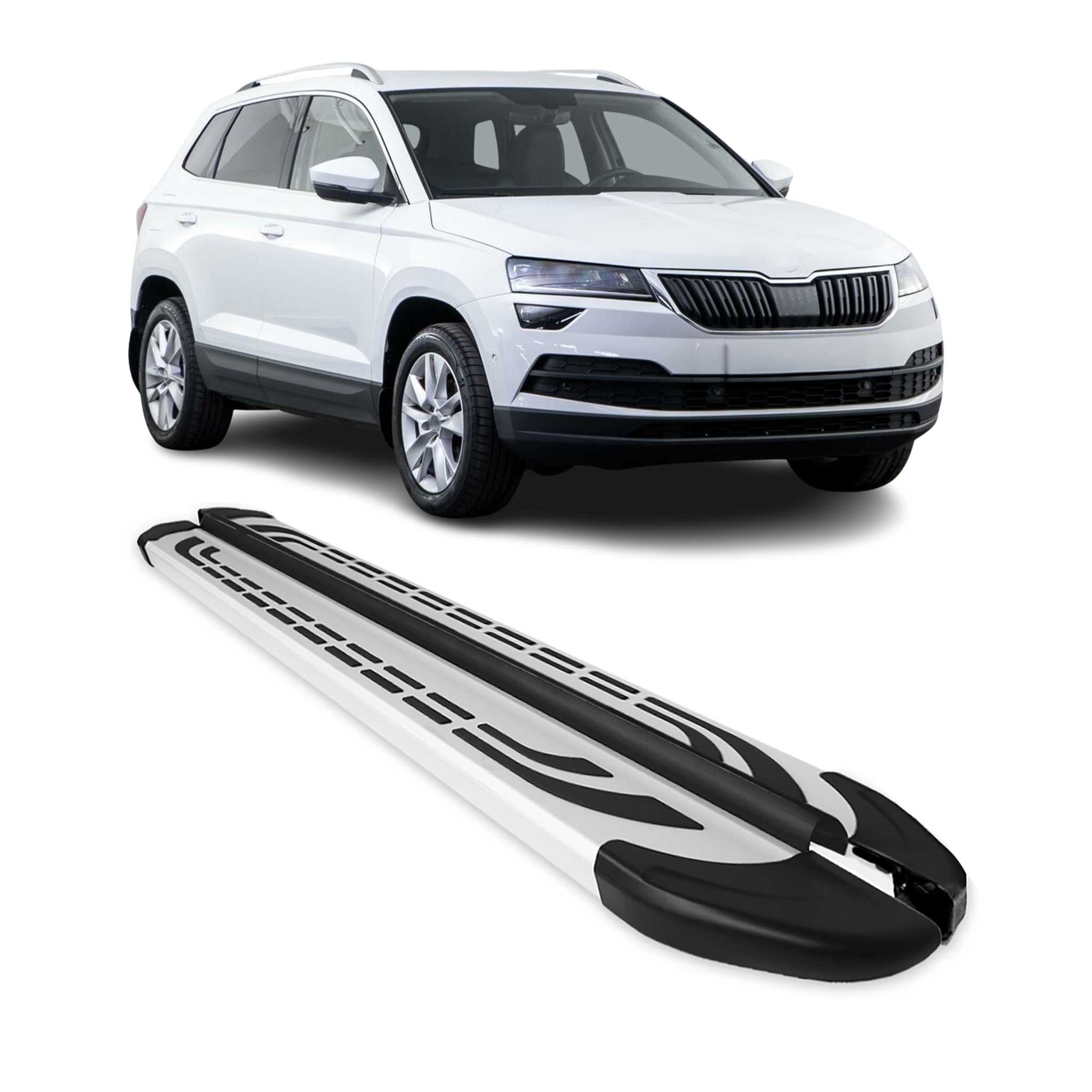 Trittbretter Seitenschweller für Skoda Karoq 2017-2026 Silber Aluminium 2 tlg