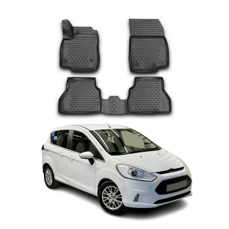 OMAC Gummimatten Fußmatten für Ford B-Max 2012-2021 TPE Automatten Schwarz 4x