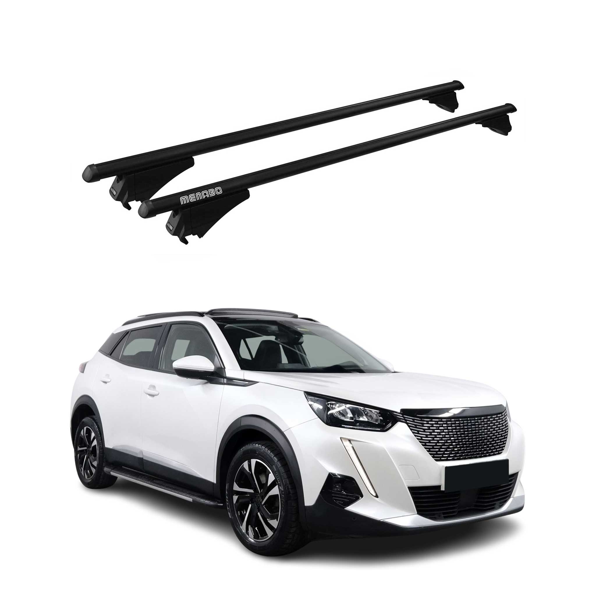 Menabo Grundträger Dachträger für Peugeot 2008 2019-2026 ABE Alu Schwarz 2x