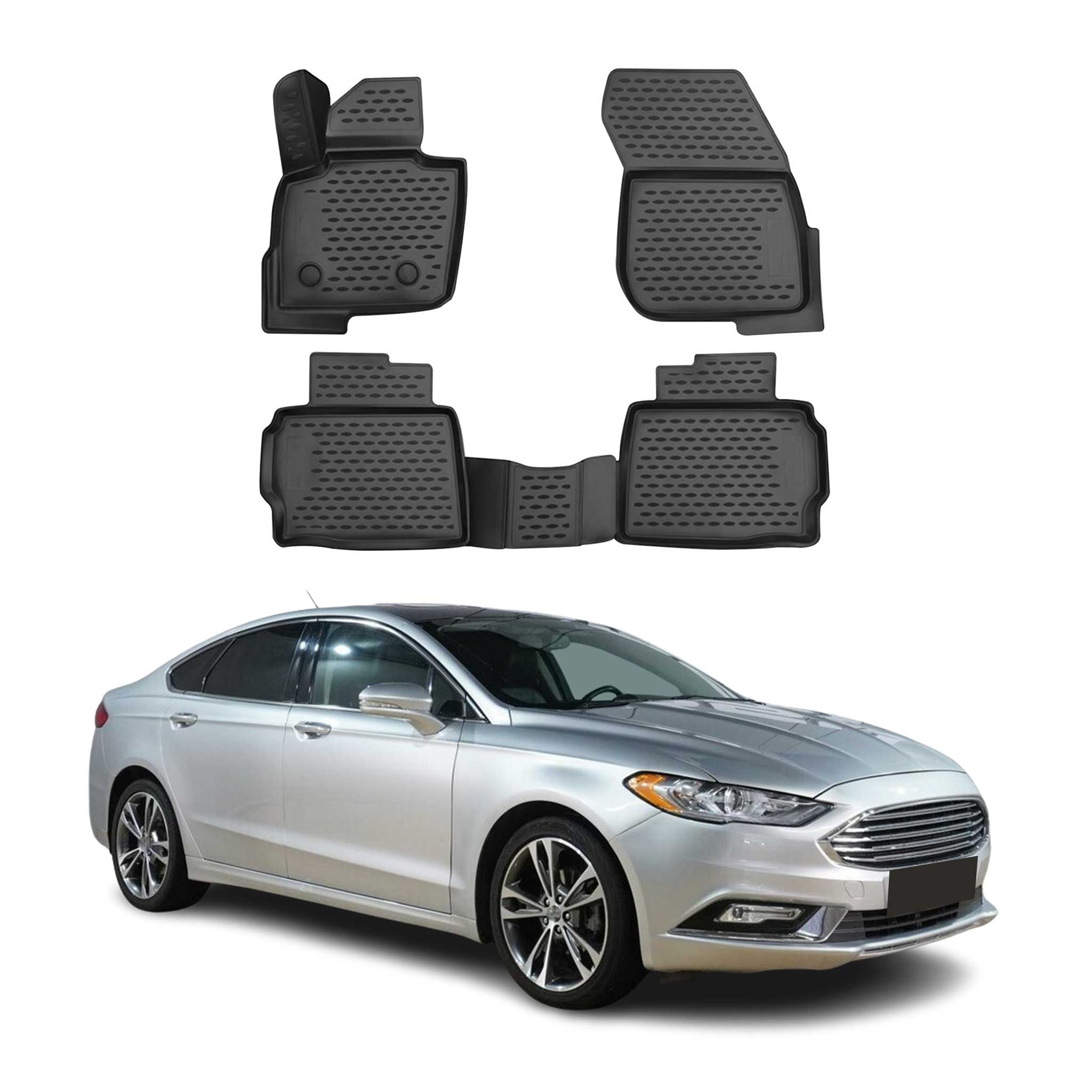 OMAC Gummimatten Fußmatten für Ford Mondeo 5 2014-2022 Limo Turnier Schwarz 4X