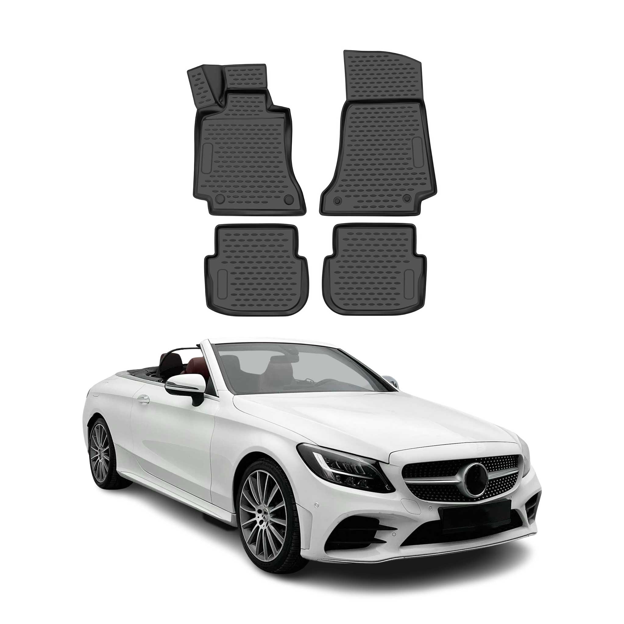 OMAC Gummimatten Fußmatten für Mercedes C Klasse A205 Cabriolet 2017-2023 TPE 4x