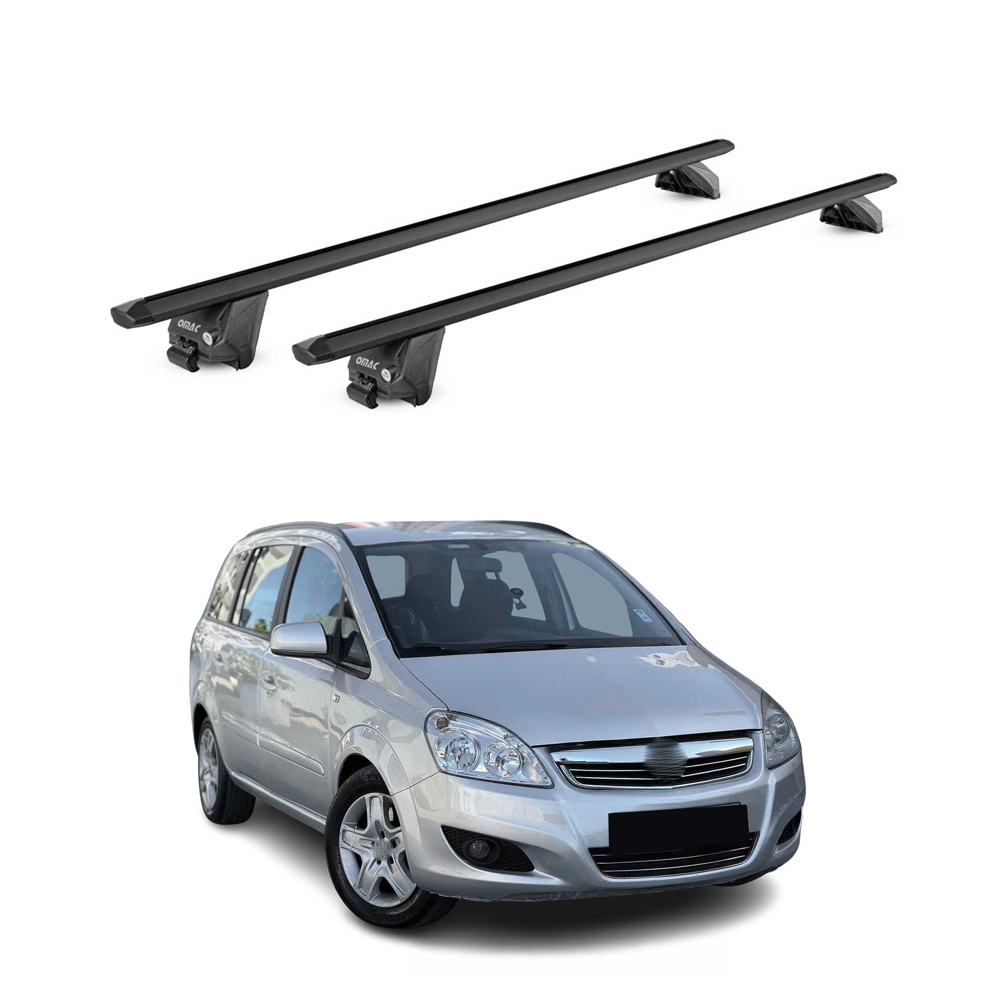 Dachträger Grundtäger für Opel Zafira B 2008-2011 FL 100kg Alu Schwarz 2 tlg ABE