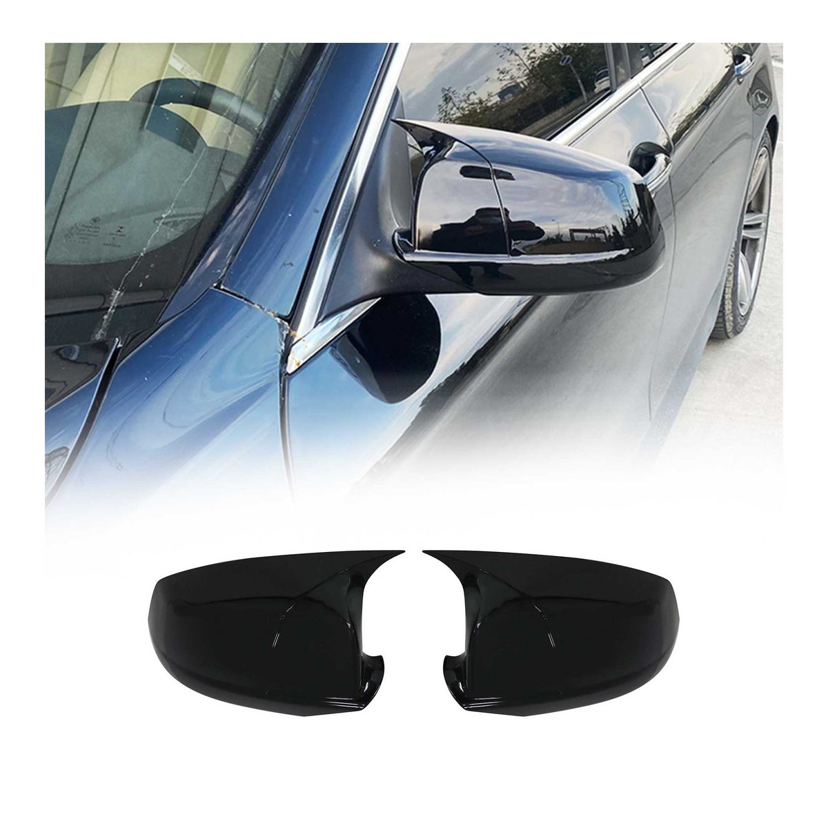 Spiegelkappen Außenspiegel für BMW 5er F07 F10 F11 F18 2010-2013 Schwarz Glanz