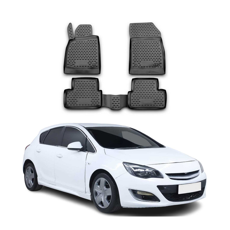 OMAC Gummimatten Fußmatten für Opel Astra J 2009-2018 TPE Automatten Schwarz 4x