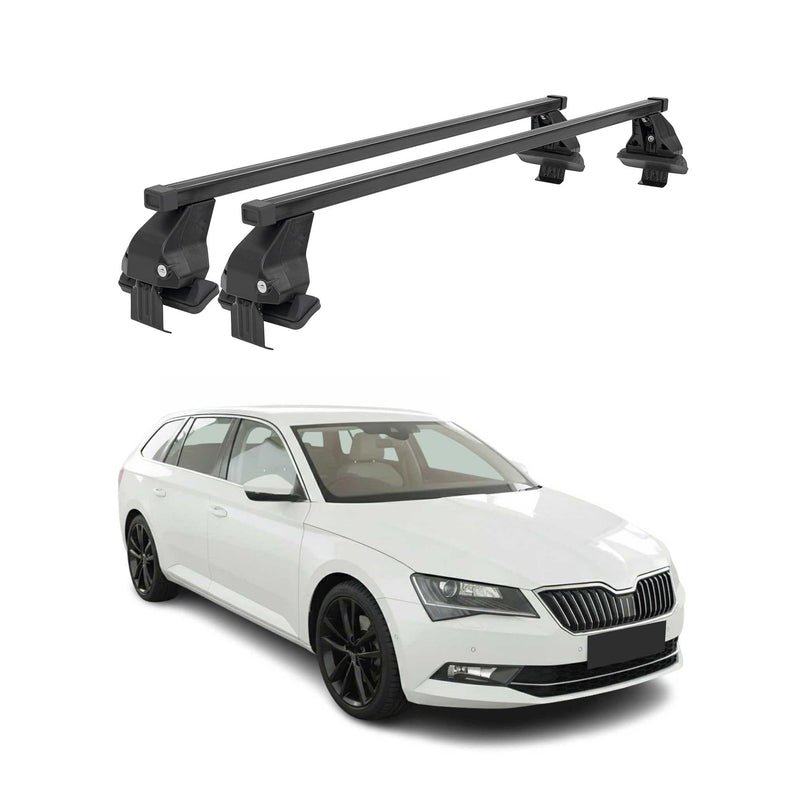 Menabo Dachträger für Skoda Superb mk3 Kombi 2015-2019 Pre-FL 50kg Stahl Schwarz