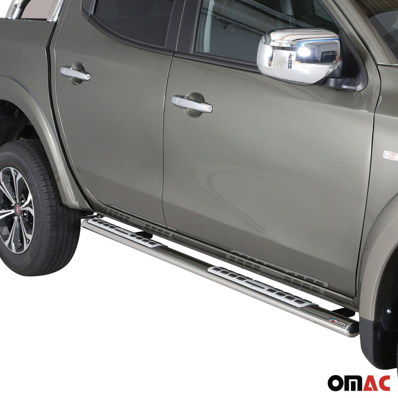 Stahl Seitenschweller Schwellerrohre für Fiat Fullback Double Cab 2016-2019 Grau