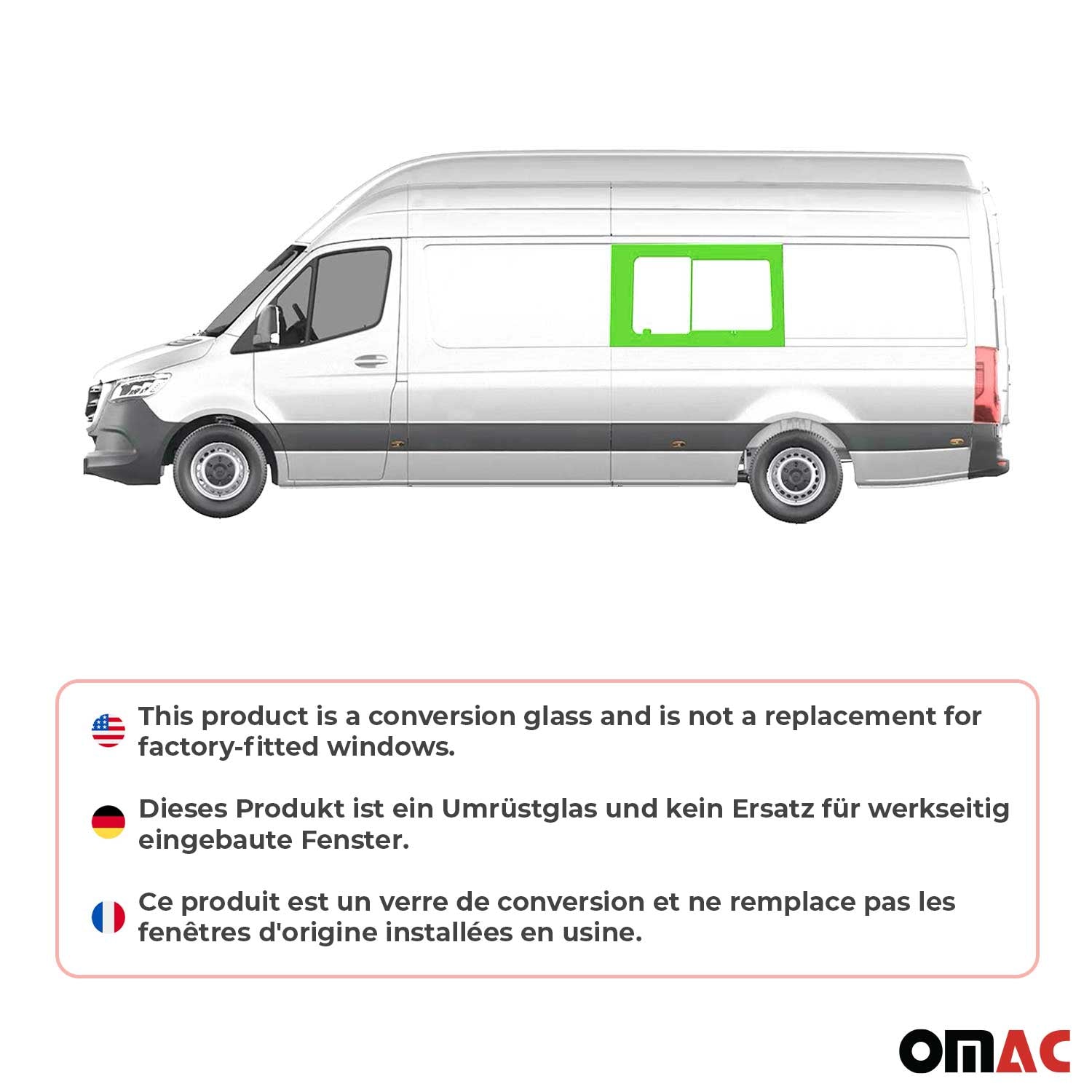 Seitenfenster Schiebefenster für Mercedes Sprinter W907 2018-2026 Links L3 L4