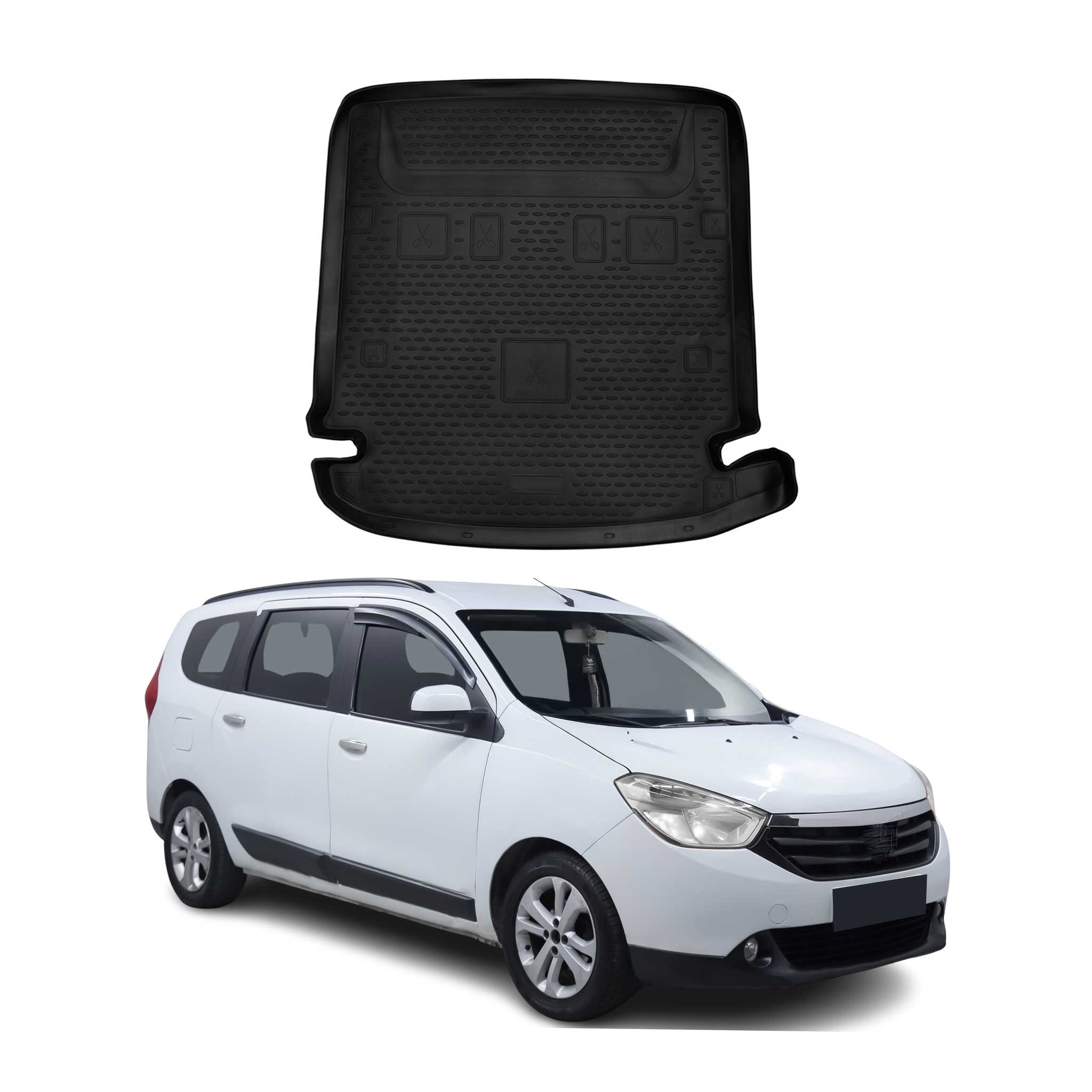 Kofferraummatte Kofferraumwanne für Dacia Lodgy 2012-2024 Gummi TPE Schwarz