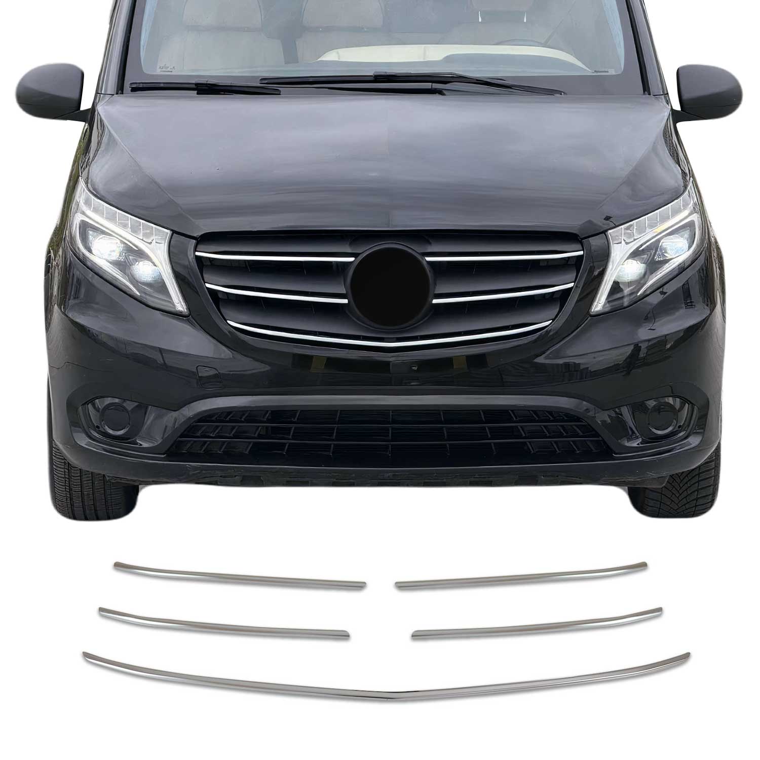 Kühlergrill Leisten Grillleisten für Mercedes Vito W447 2020-2026 FL Chrom 5tlg