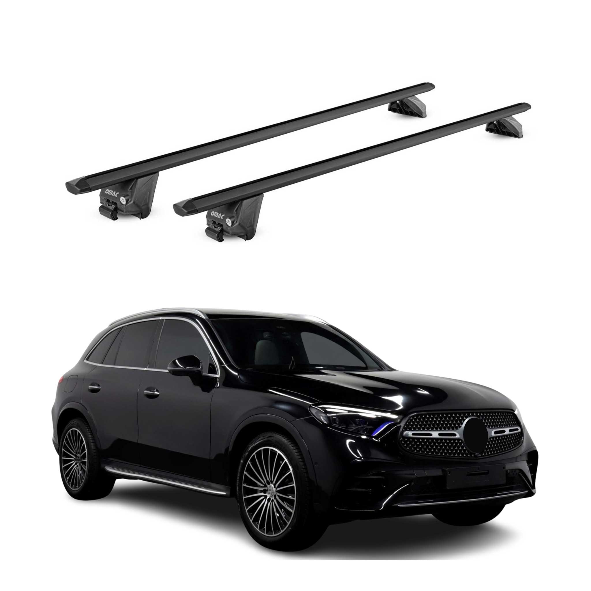 Dachträger für Mercedes GLC X254 2022-2026 100kg Aluminium Schwarz 2 tlg ABE