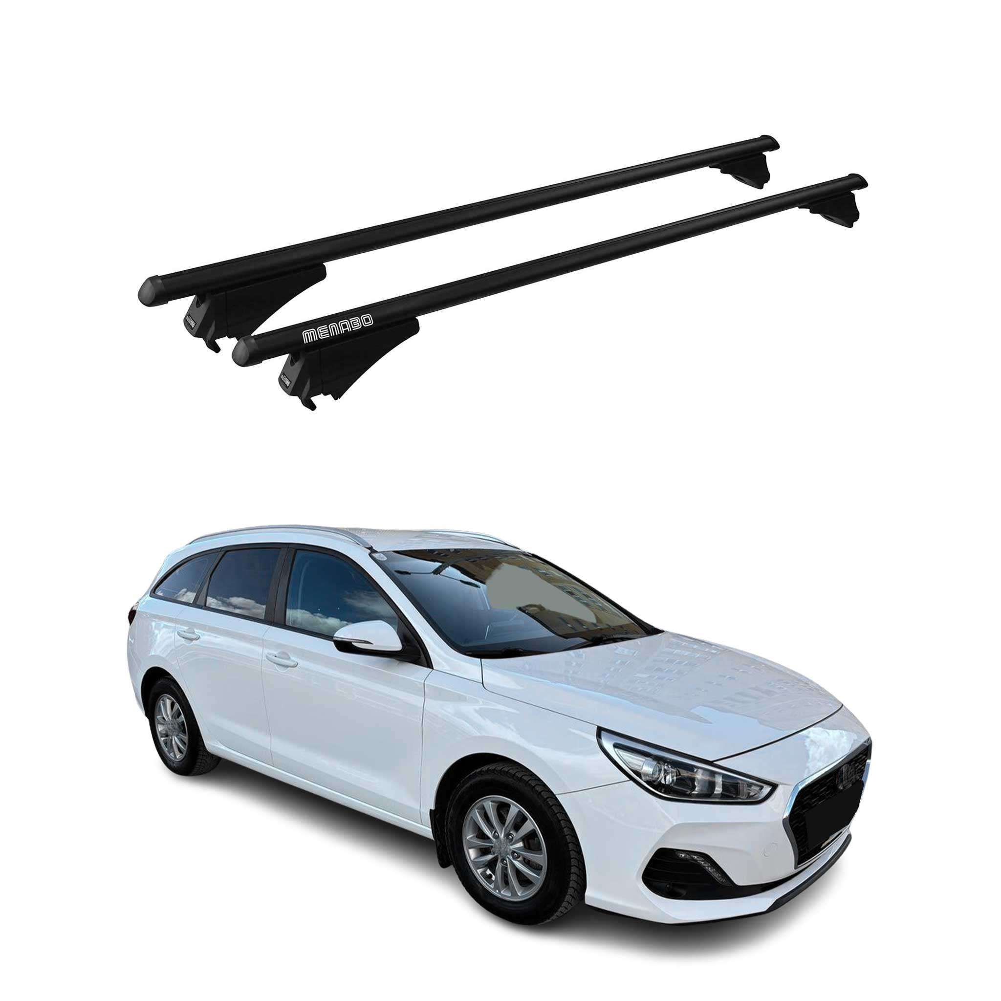 Menabo Grundträger Dachträger für Hyundai i30 Wagon 2016-2020 ABE Alu Schwarz 2x