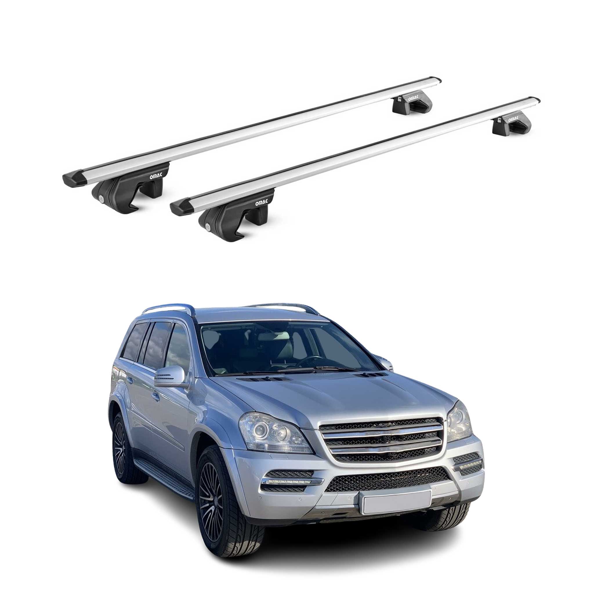 Dachträger Grundtäger für Mercedes GL Klasse X164 2006-2012 90kg Alu Grau 2x ABE