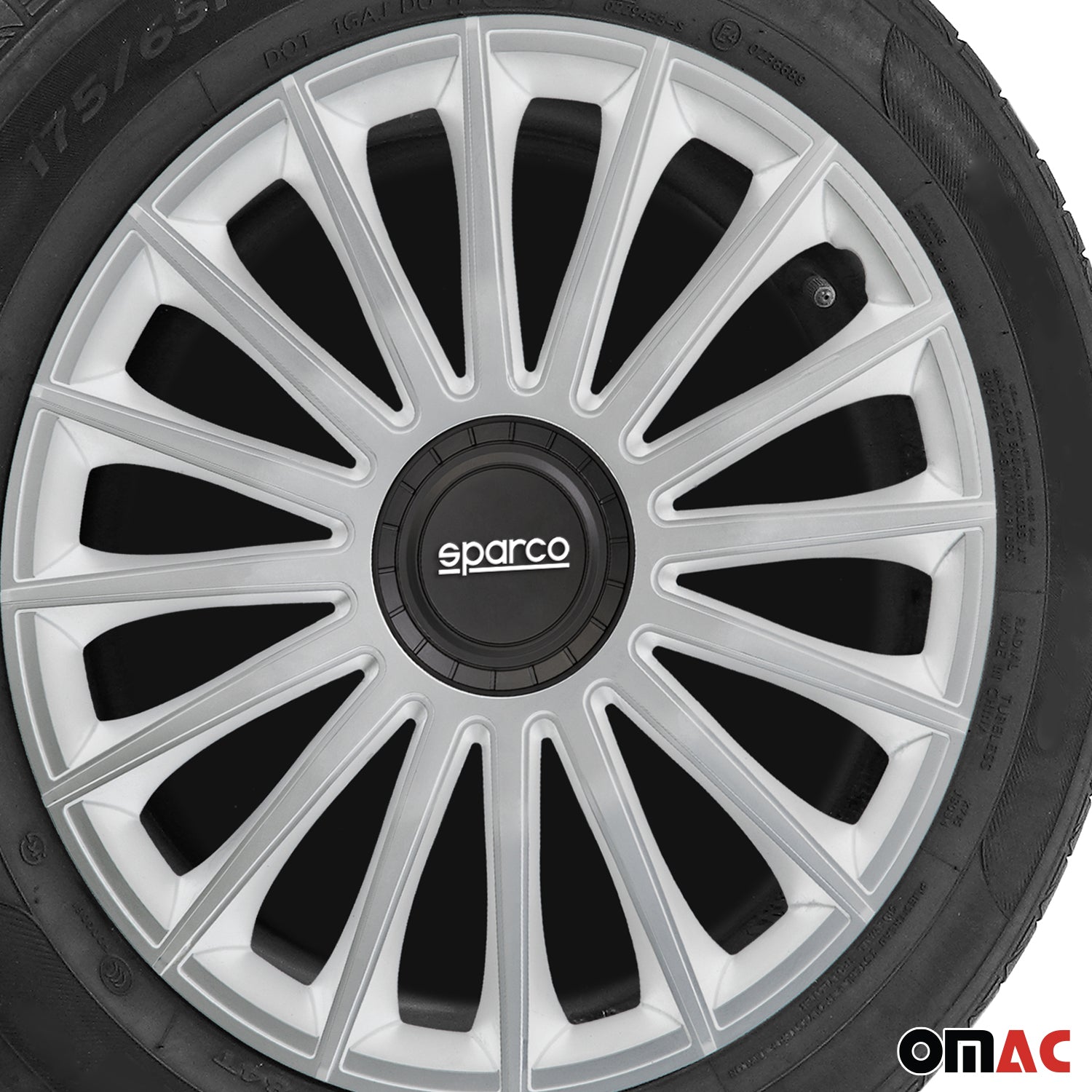 Radkappen Radzierblenden Sparco Treviso 14" Zoll Auto Abdeckung Set Silber 4x
