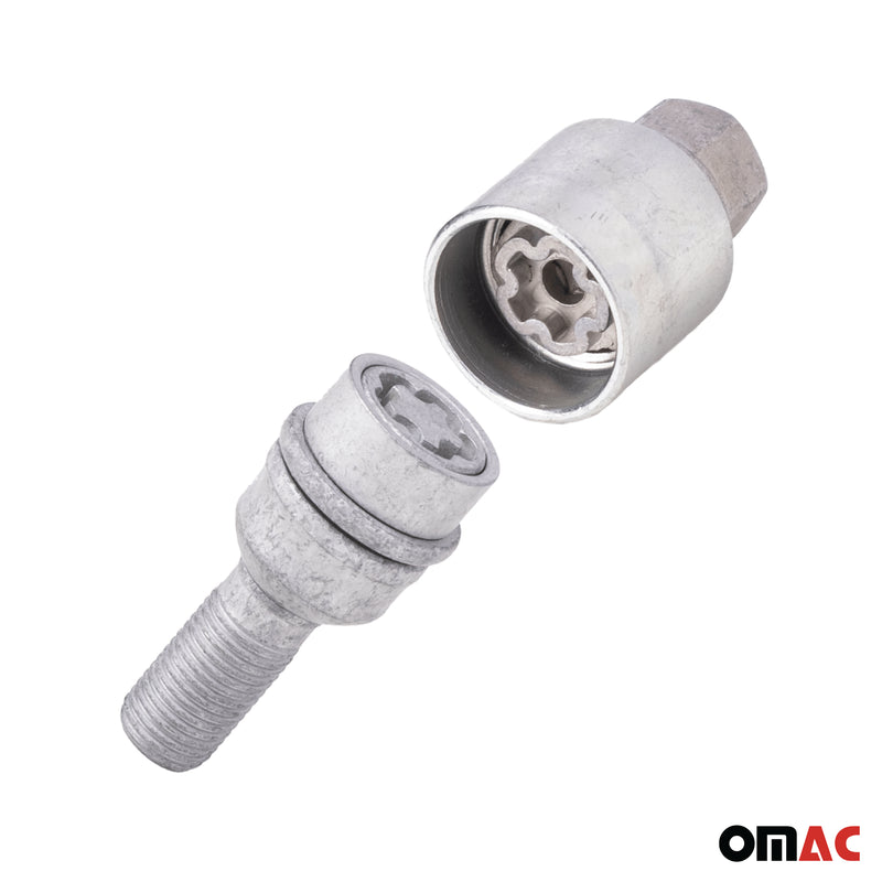 Radschloss Satz für Mercedes Klasse X ab 2018 Felgenschloss Silber 4tlg M15X1.25