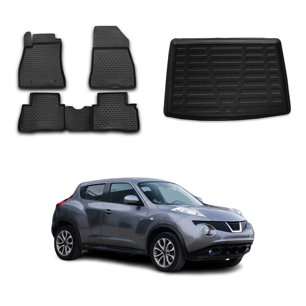 OMAC Fußmatten & Kofferraumwanne Set für Nissan Juke I 2010-2019 Untere