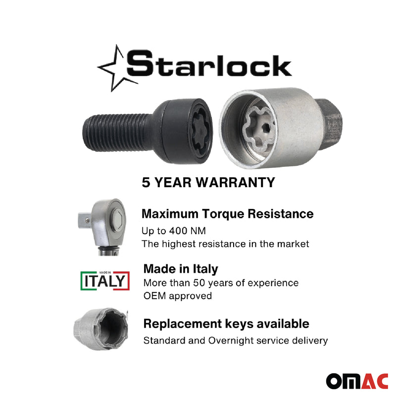 Radschloss Radschrauben Satz für Mercedes CLK 1997-2010 Schwarz 4x M12X1.5