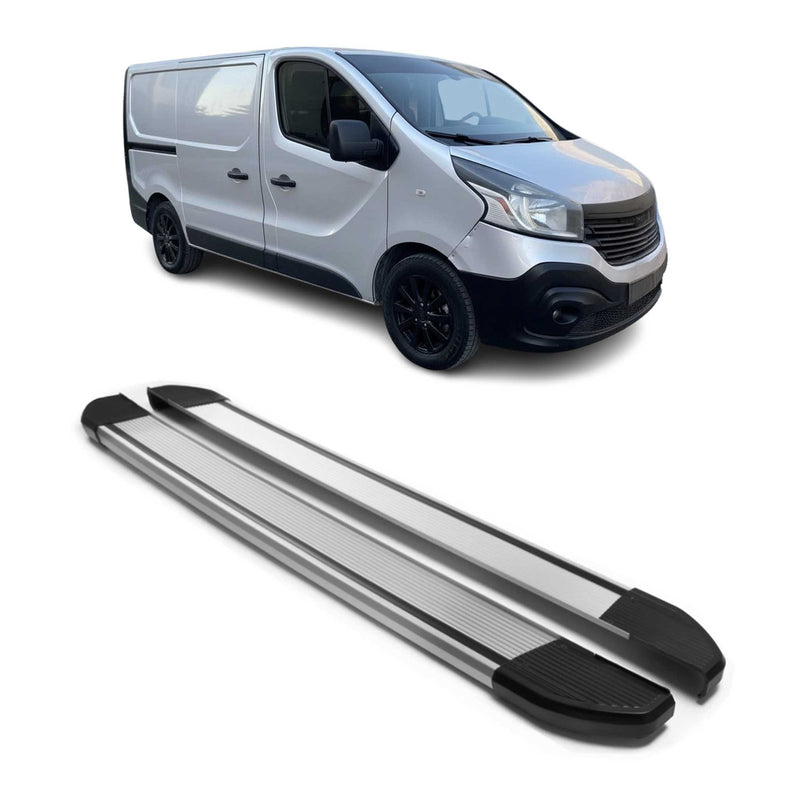 Alu Seitenschweller Trittbretter für Renault Trafic 2014-2024 Kurzer Silber 2tlg