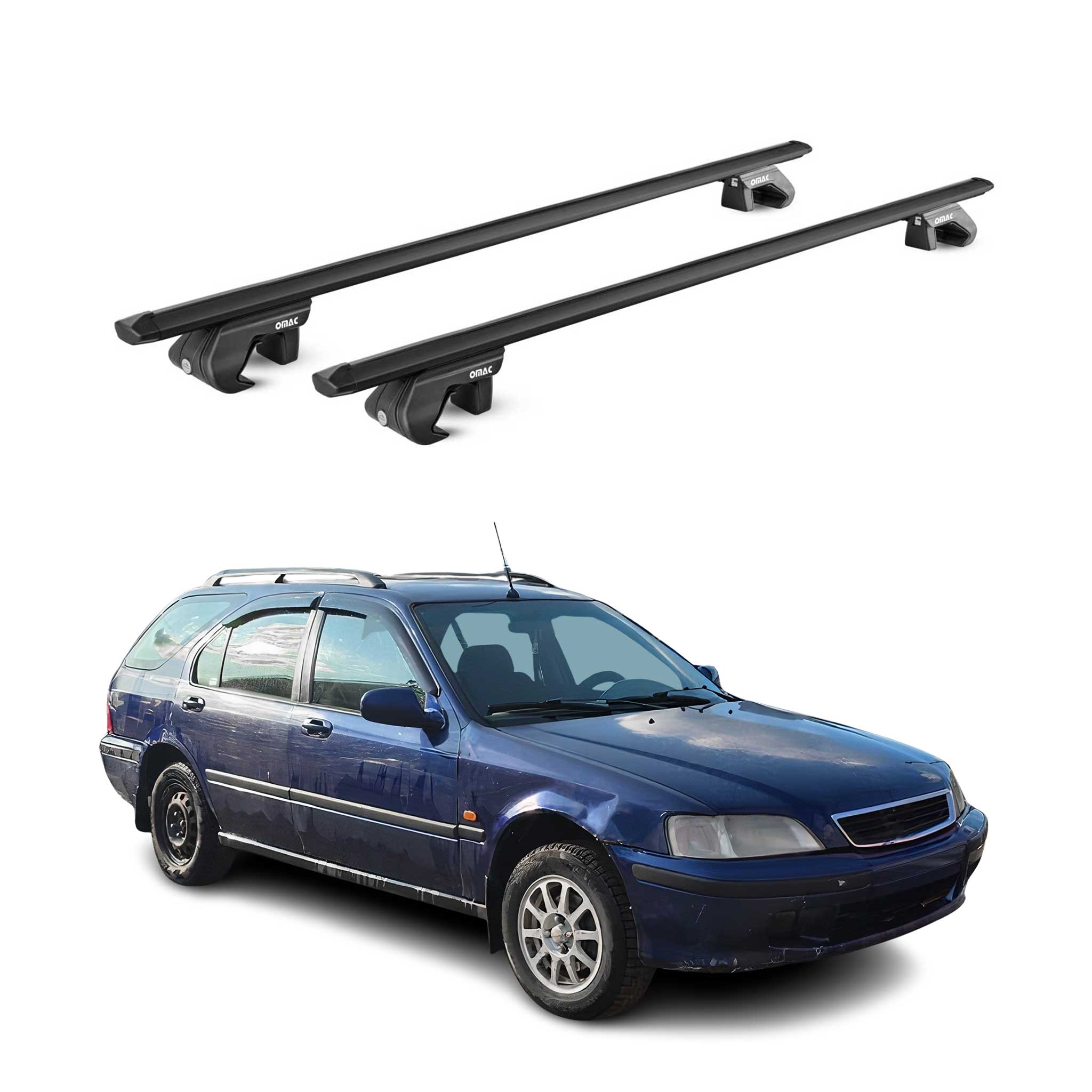Dachträger Grundtäger für Honda Civic Kombi 1995-2011 90kg Alu Schwarz 2 tlg ABE