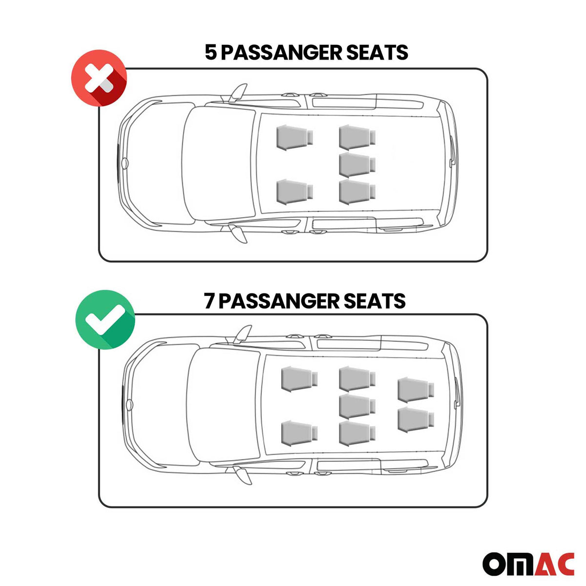 OMAC Gummi Fußmatten für VW Touran 2003-2015 7 Sitze Automatten Schwarz 6tlg