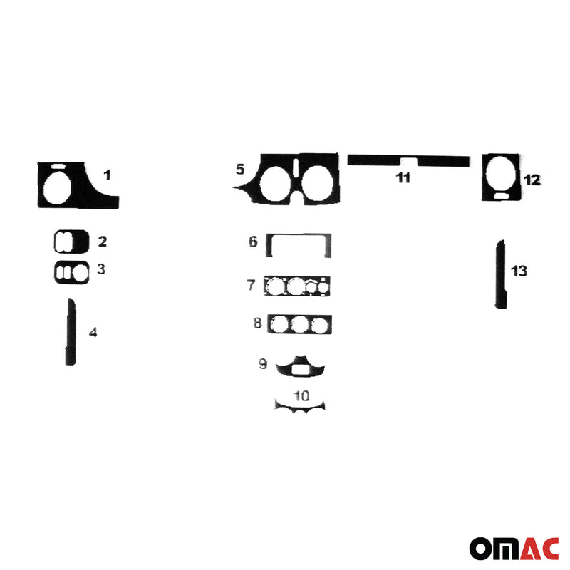 Innenraum Dekor Cockpit für Renault Kangoo 1998-2008 Wurzelholz Optik 13tlg