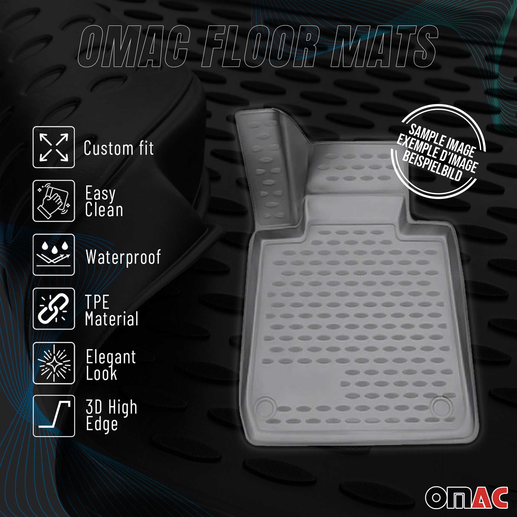 OMAC Gummimatten Fußmatten für VW Golf mk5 Variant 2007-2009 TPE Automatten Grau