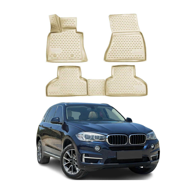OMAC Gummimatten Fußmatten für BMW X5 F15 F85 2013-2018 TPE Automatten Beige 4x