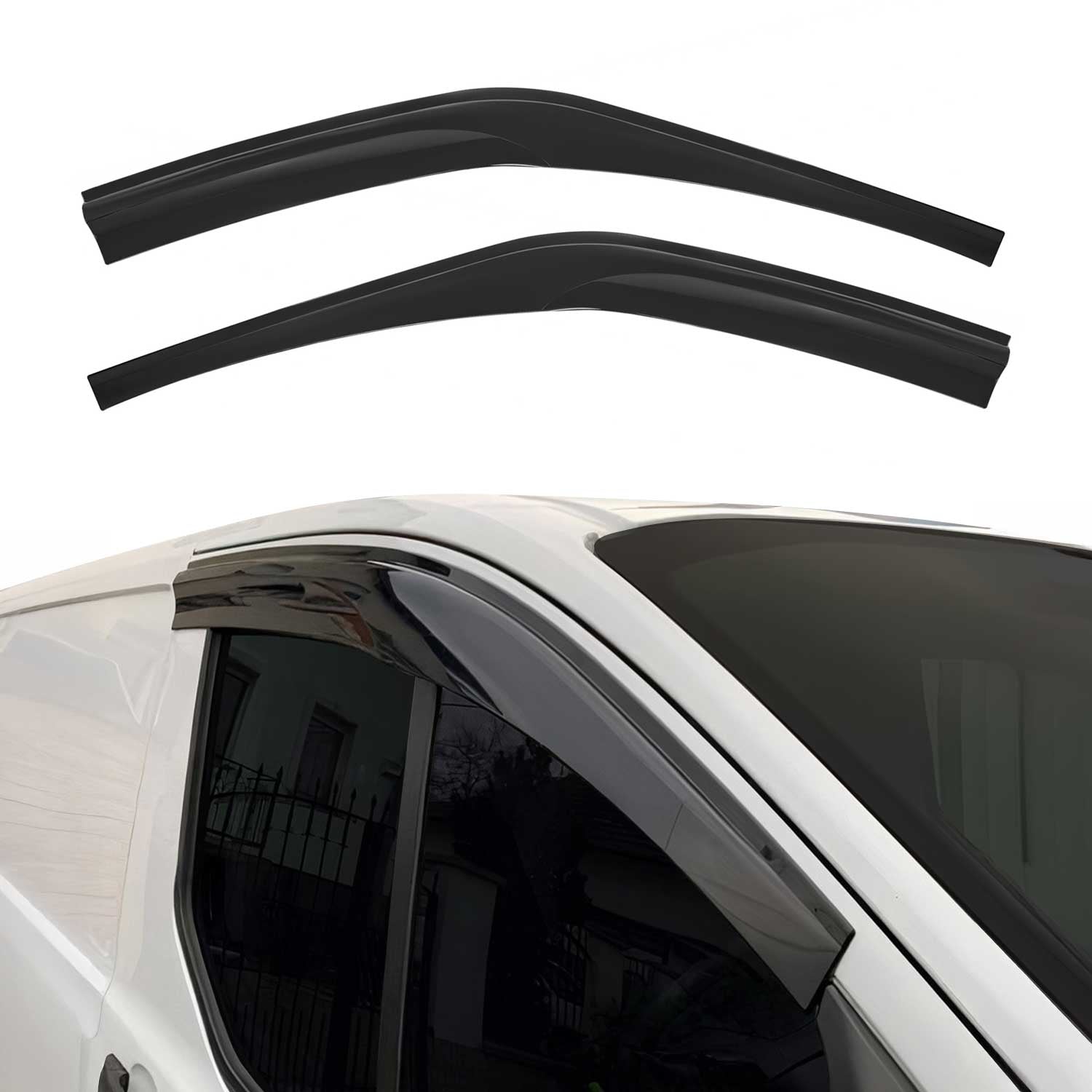 2x Windabweiser Regenabweiser für Ford Transit Van 2015-2024 Acryl Dunkel