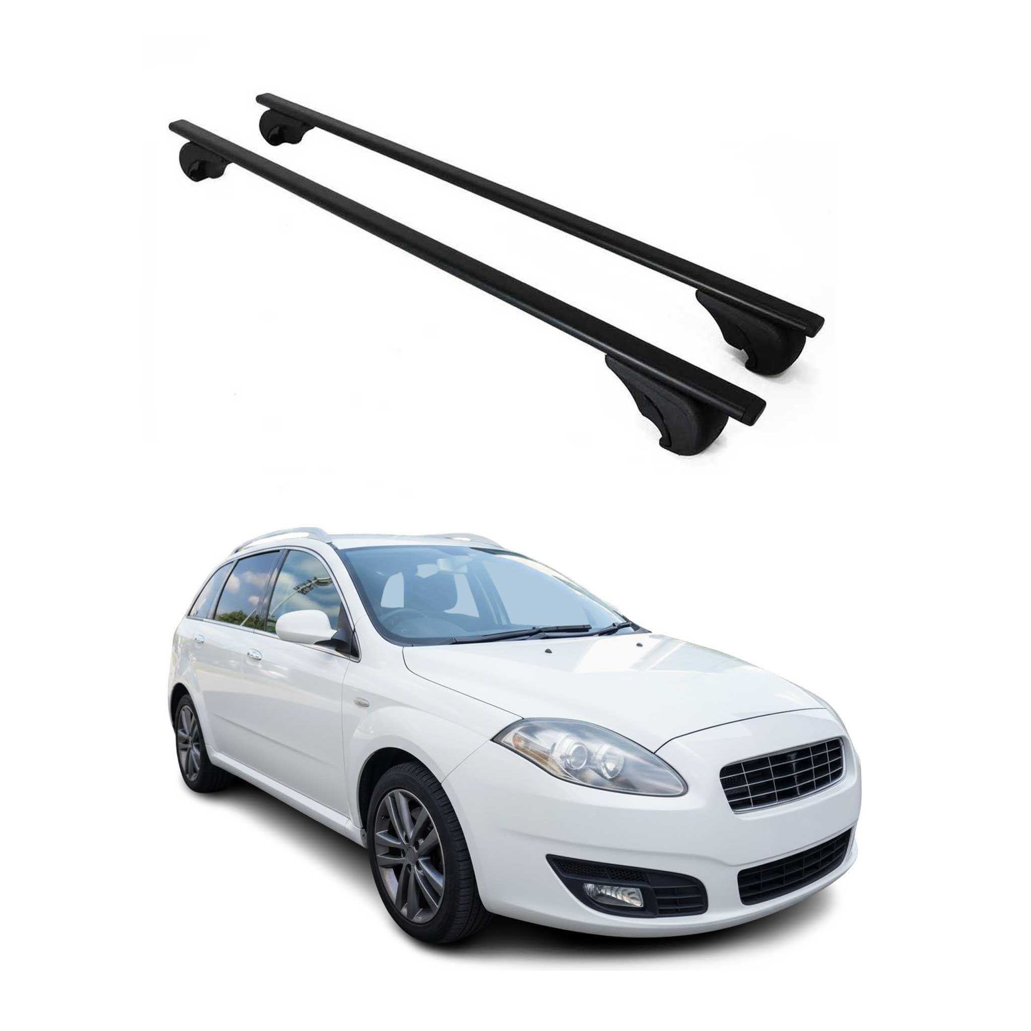 Dachträger Grundtäger für Fiat Croma Kombi 2005-2010 75kg Metall Schwarz 2 tlg