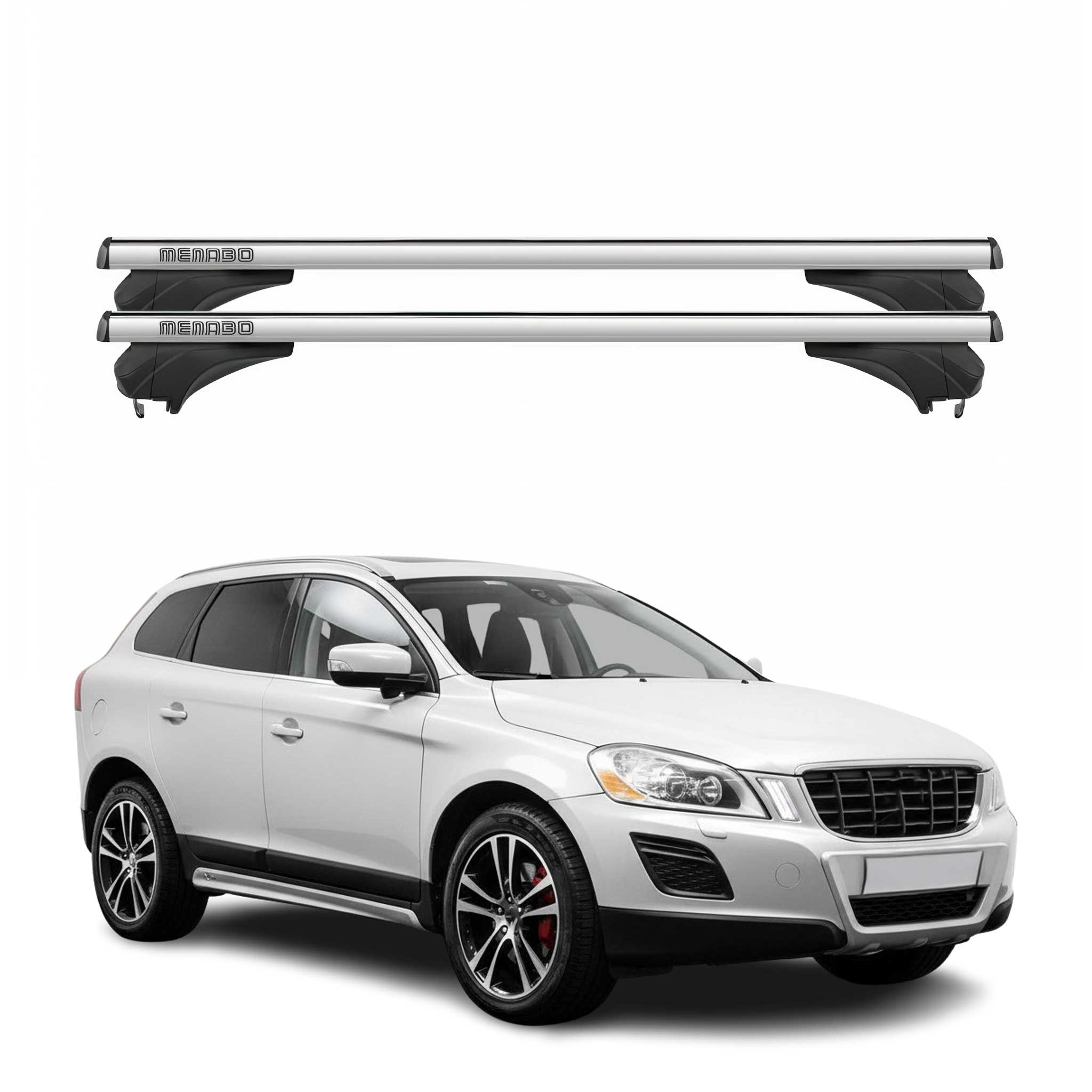 Menabo Dachträger Grundtäger für Volvo XC60 I 2008-2013 Pre-FL Alu Silber 2 tlg