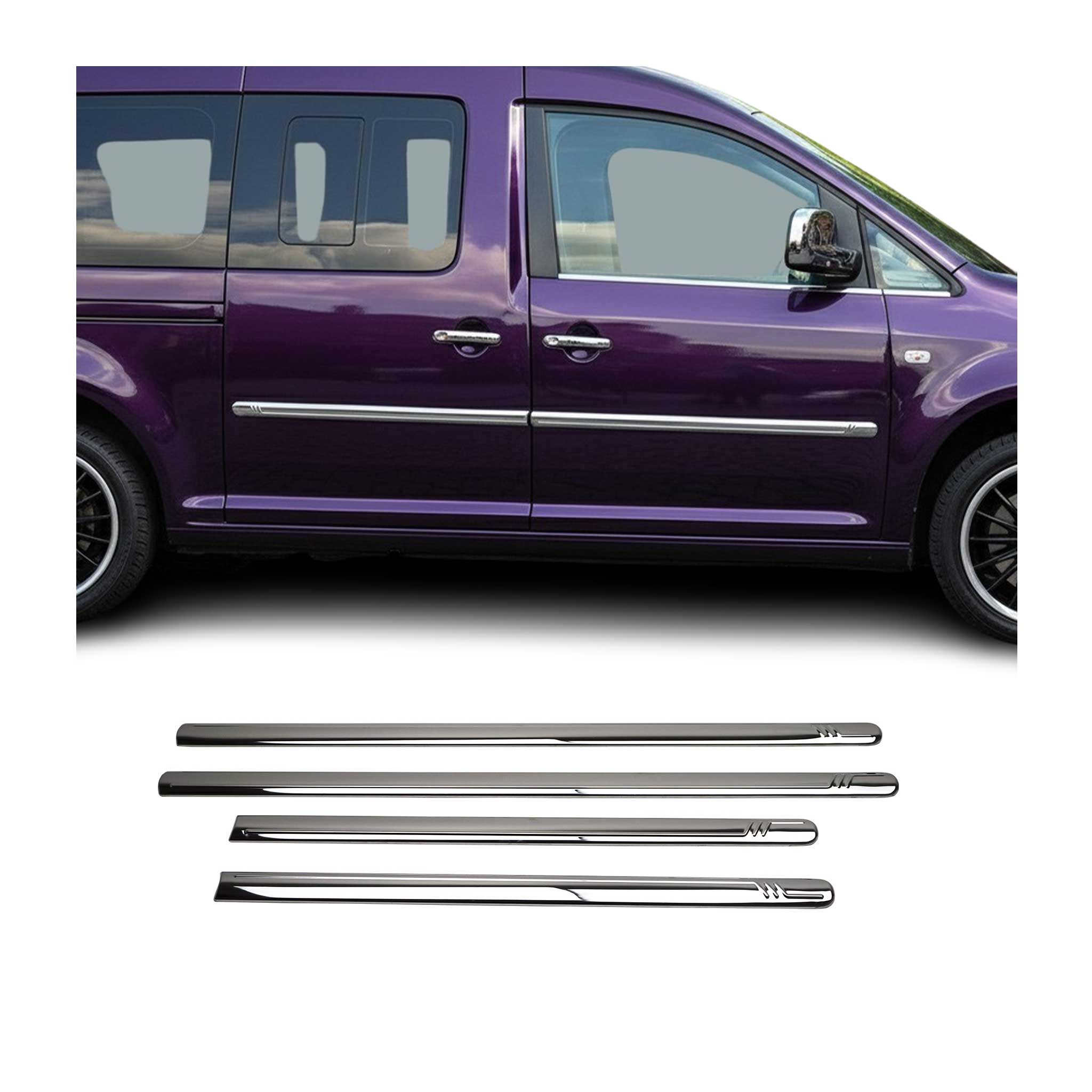 Seitentürleiste Türleisten Türschutzleisten für VW Caddy 2003-2015 Edelstahl 4x