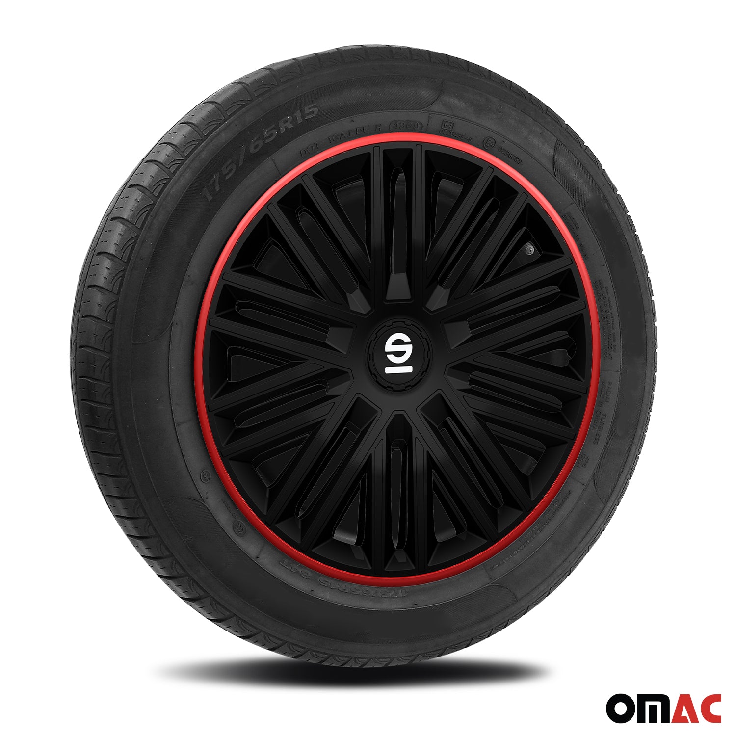 Radkappen Radzierblenden Sparco Bergamo 15" Zoll Abdeckung Set Schwarz Silber 4x