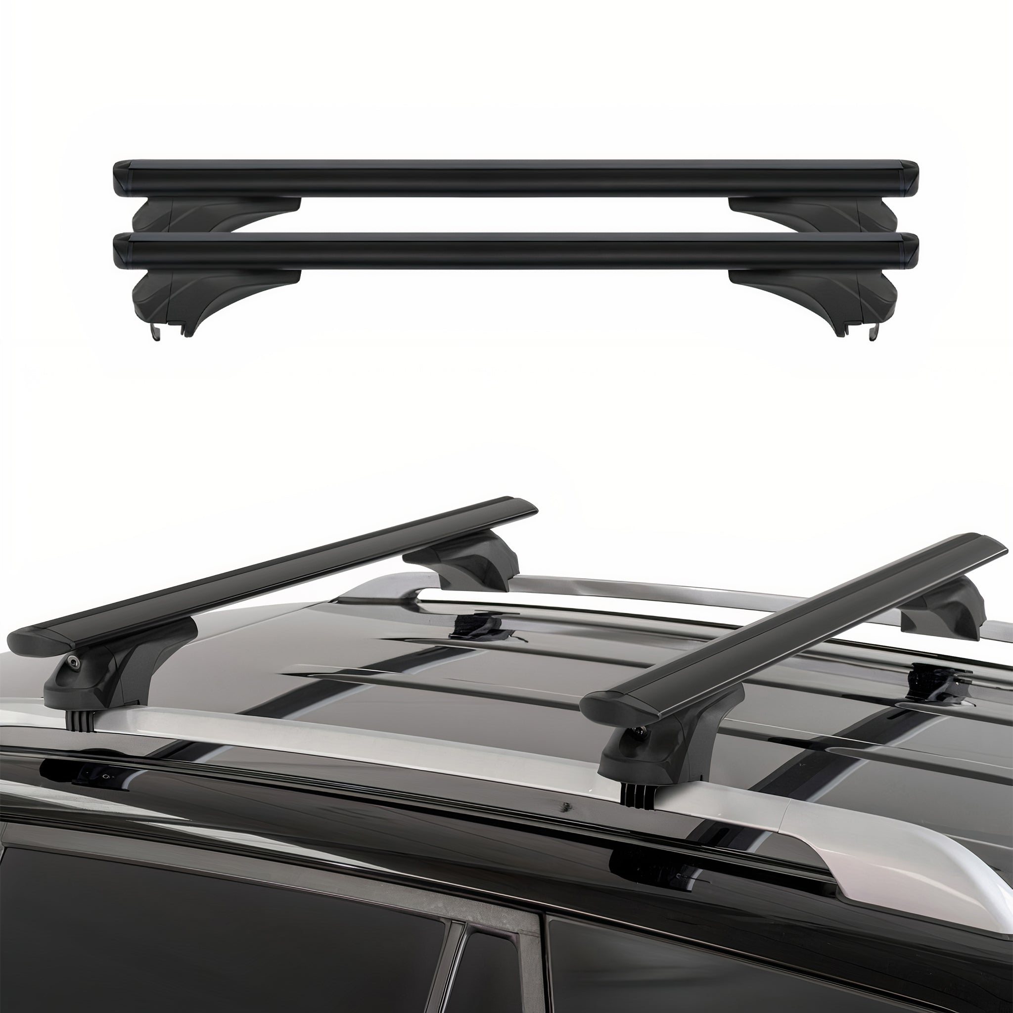 Menabo Dachträger Grundtäger für Cadillac SRX 2010-2016 Aluminium Schwarz 2 tlg