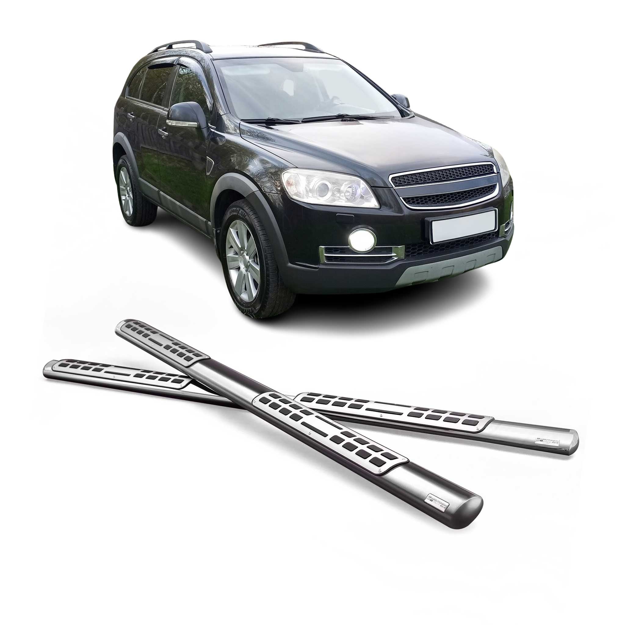 Edelstahl Seitenschweller Schwellerrohre für Chevrolet Captiva 2006-2010 Silber