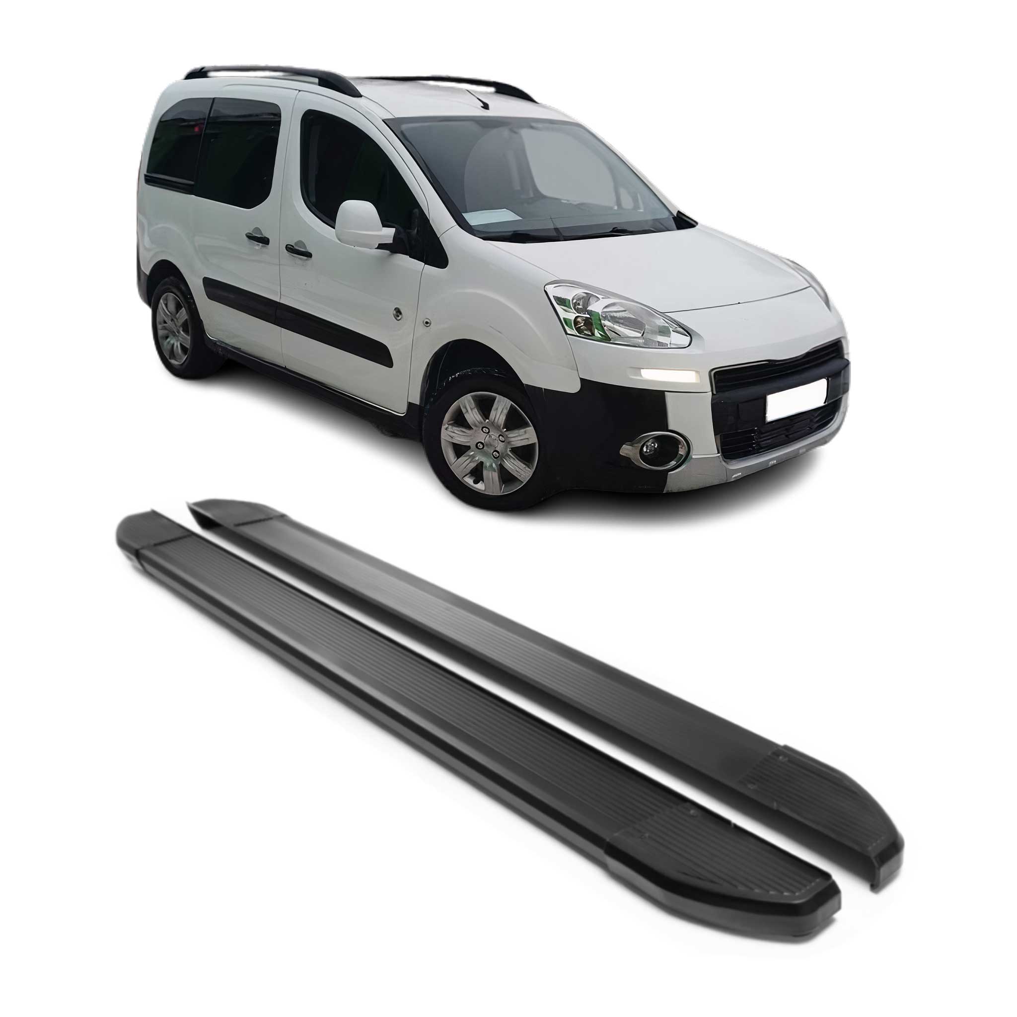 Alu Schweller Trittbretter für Peugeot Partner Tepee 2008-18 Pulverbeschichtung