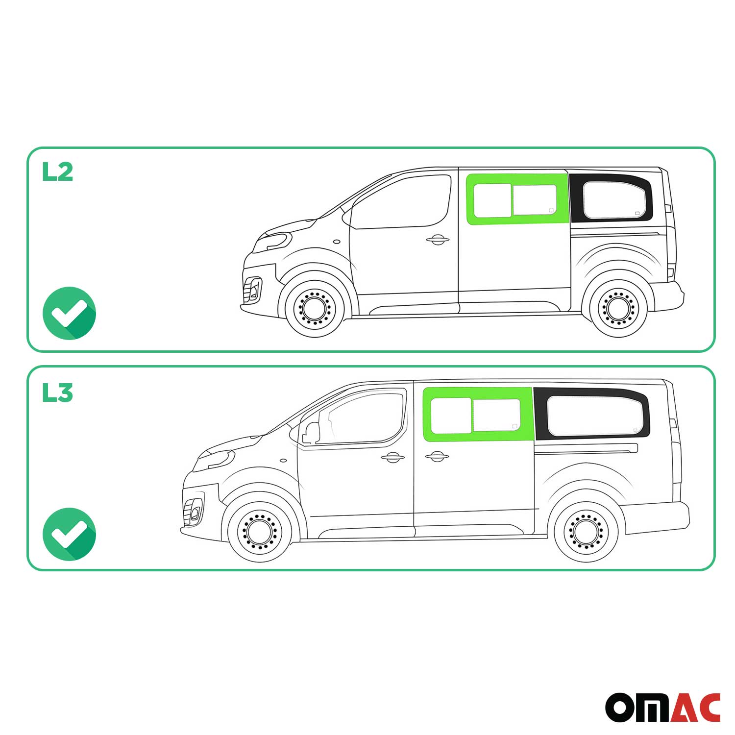 Schiebefenster Seitenfenster für Citroen Jumpy 2017-2025 Schwarz Links L2 L3
